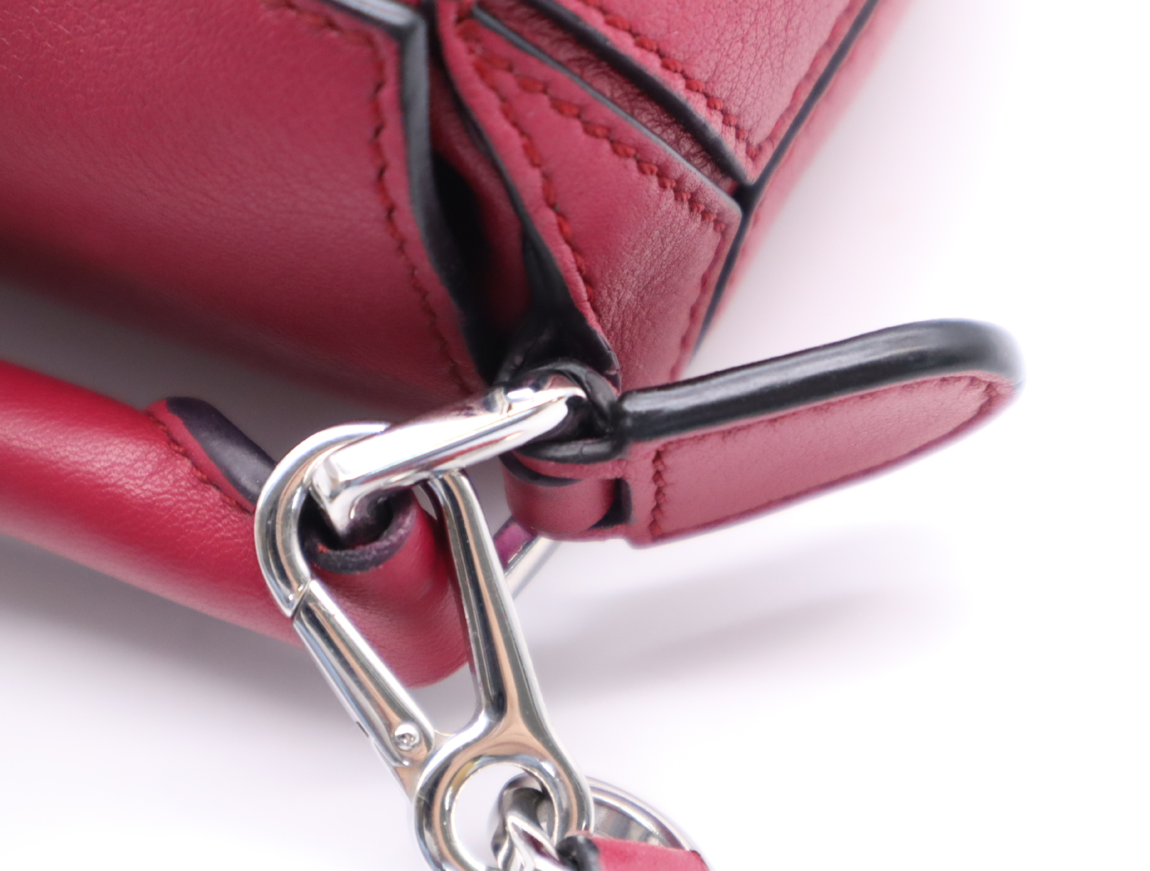 Leather Puzzle Bag, Pink, Silver Hardware, with Shoulder Strap, Shoulder Bag — view 9