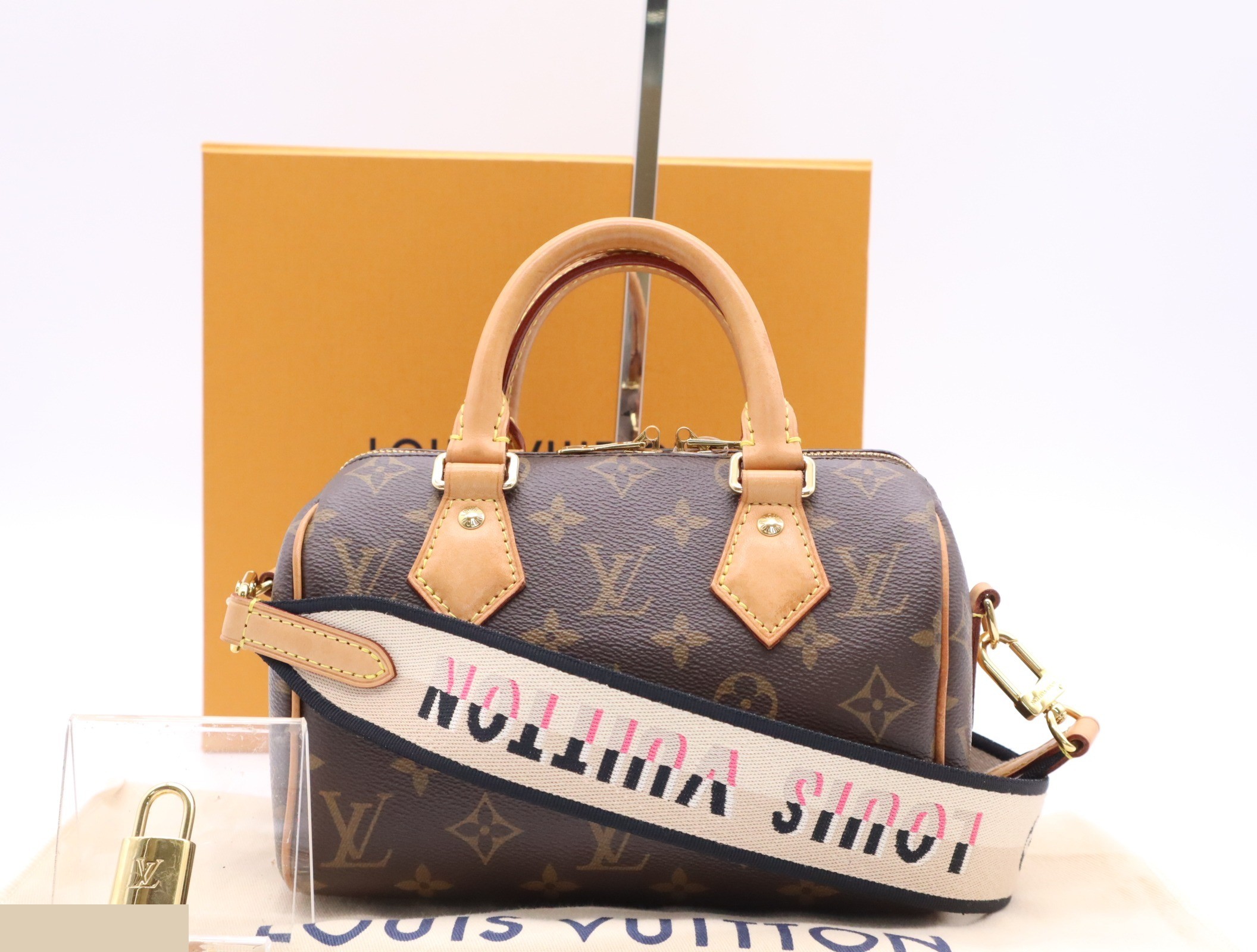Speedy Bandoulière 20: Includes shoulder strap, padlock, 2 keys, and dust bag.