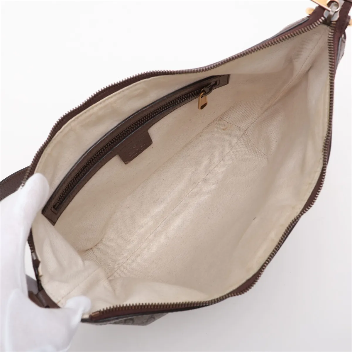 GG Supreme Ophidia PVC x Leather Shoulder Bag, Beige x Brown, 598125 — view 6