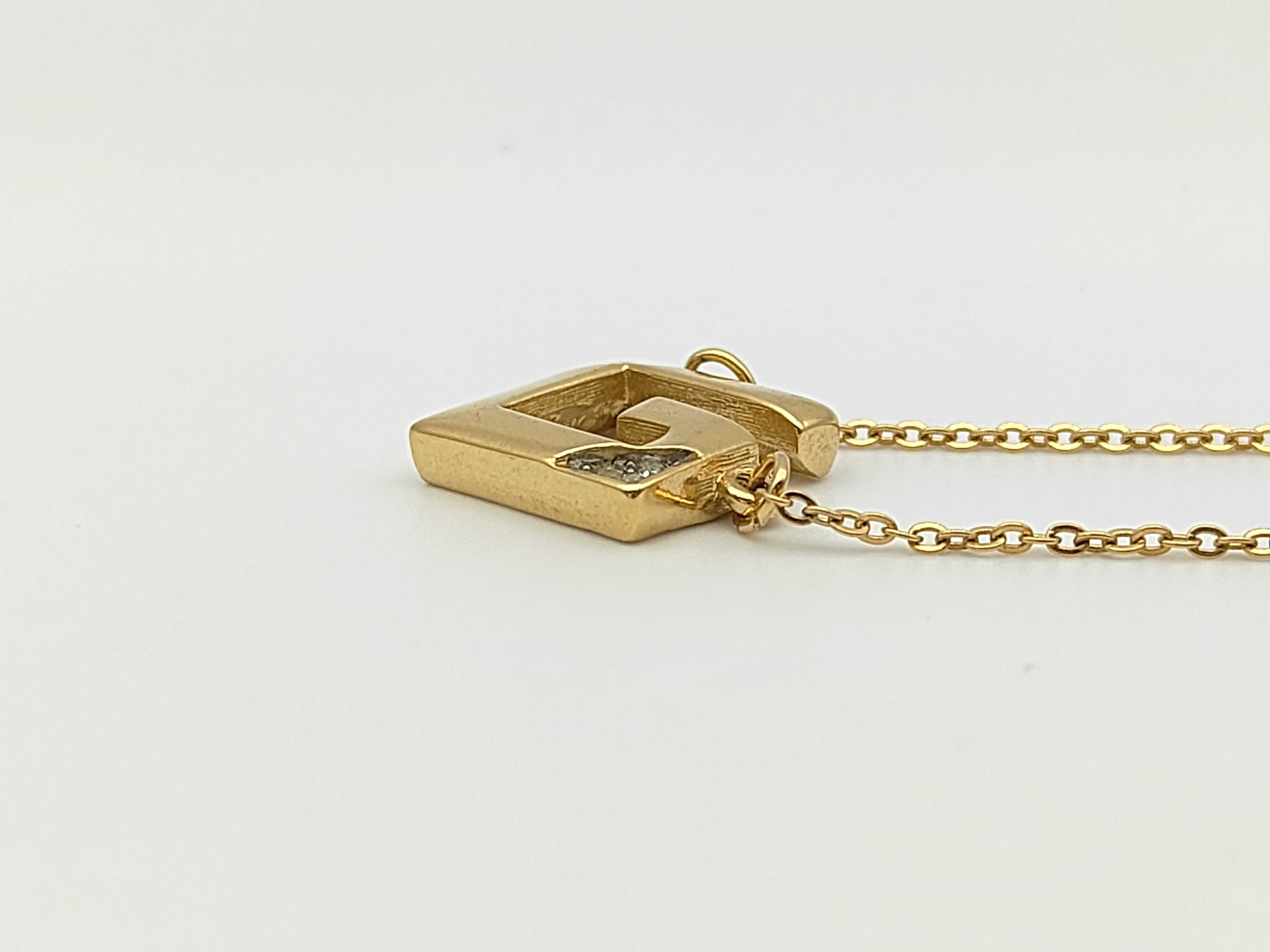 G-logo rhinestone gold necklace — view 3