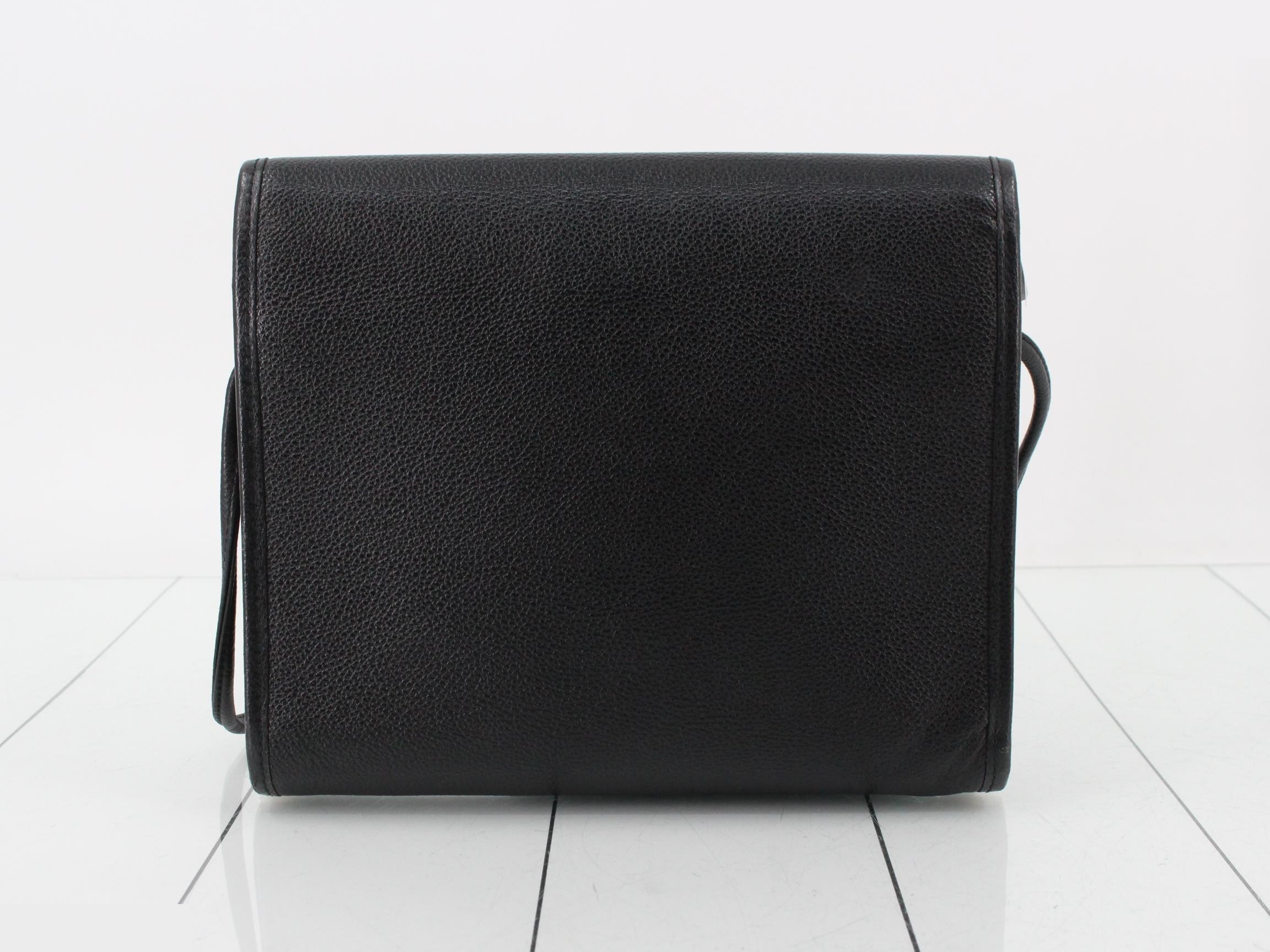 Leather Shoulder Bag, Black — view 2