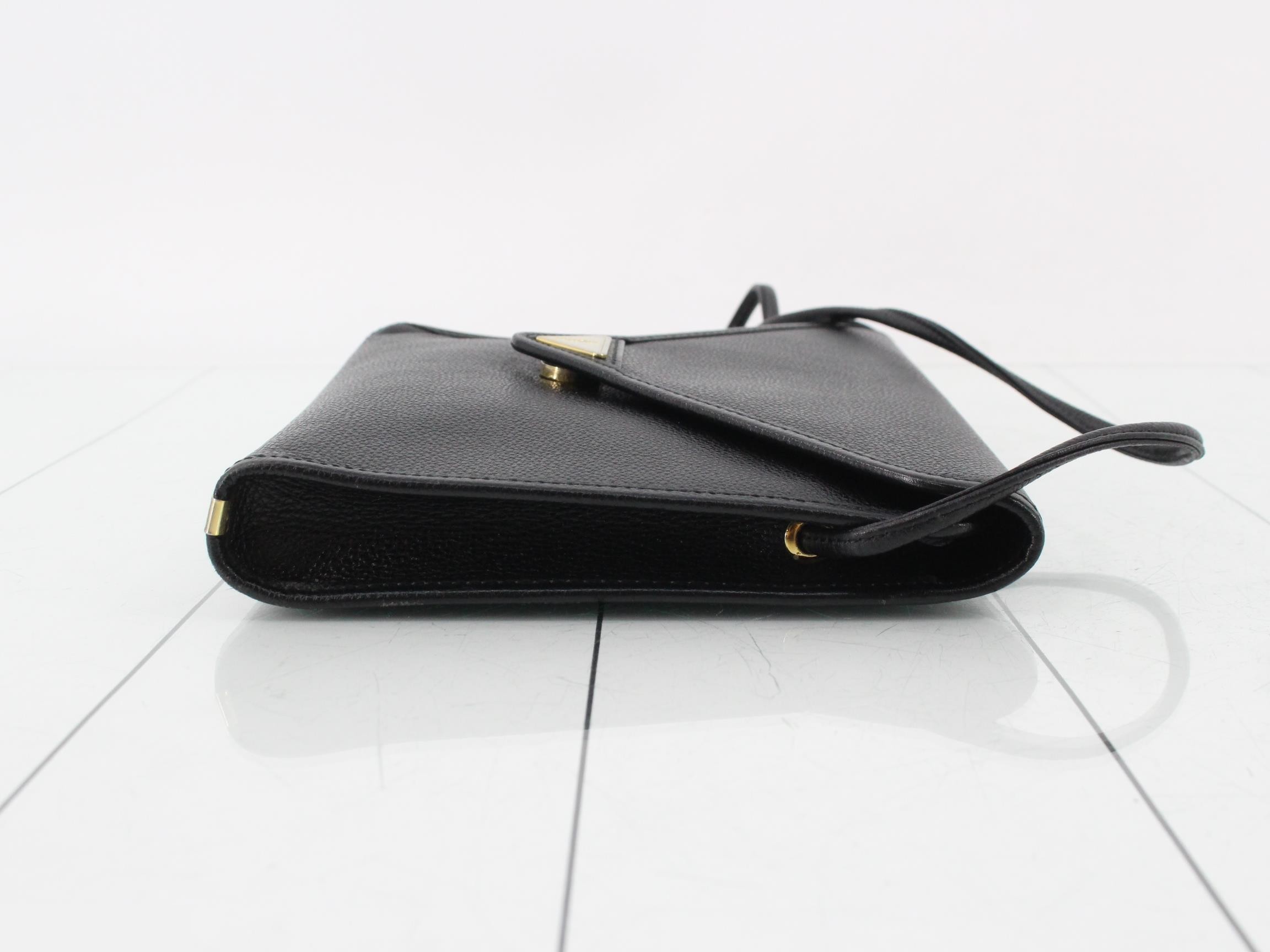 Leather Shoulder Bag, Black — view 3