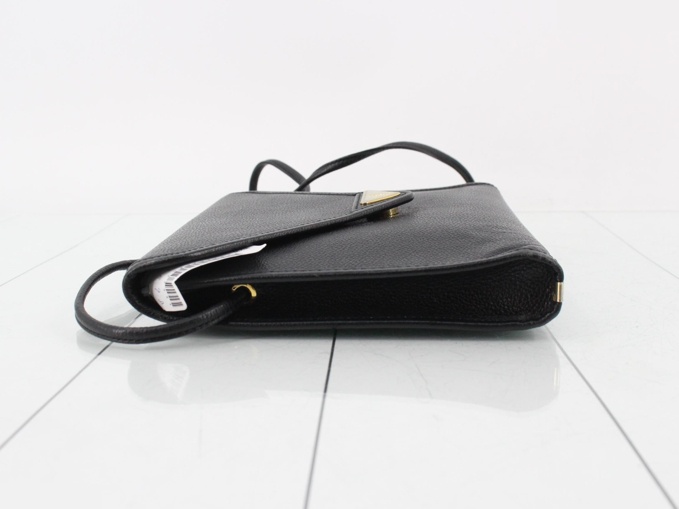 Leather Shoulder Bag, Black — view 4