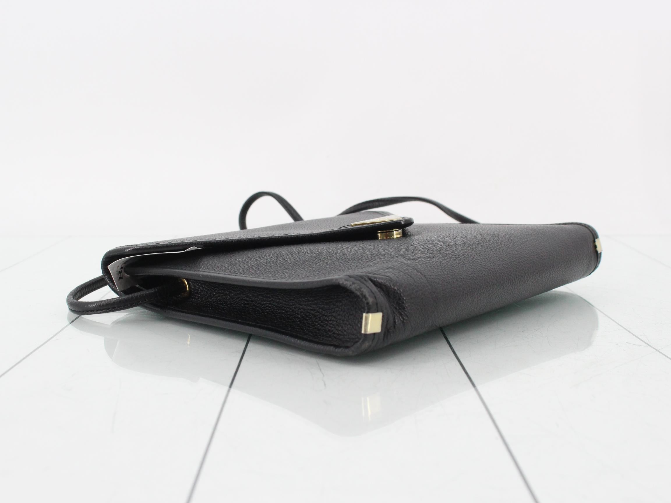 Leather Shoulder Bag, Black — view 5