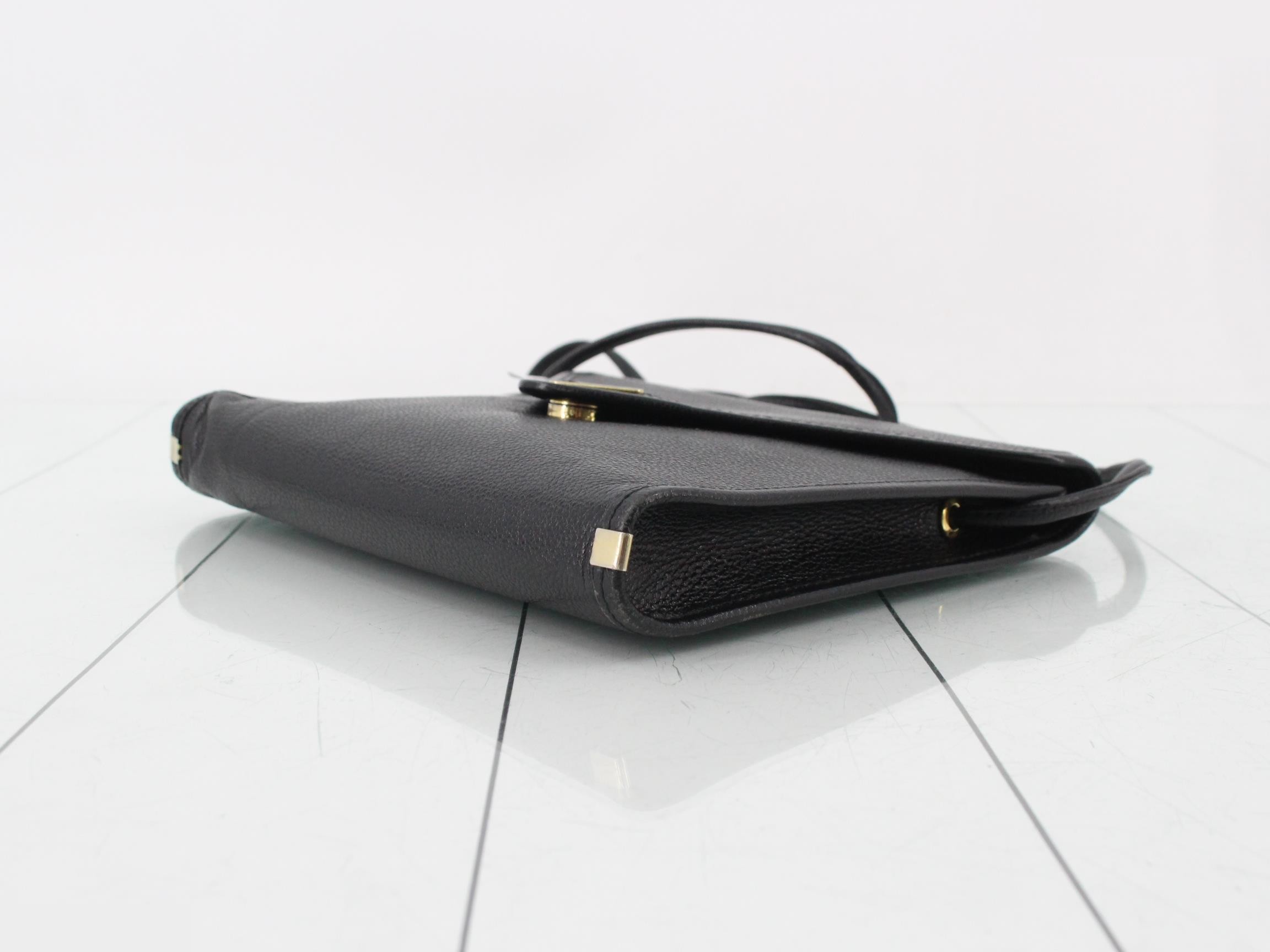 Leather Shoulder Bag, Black — view 6