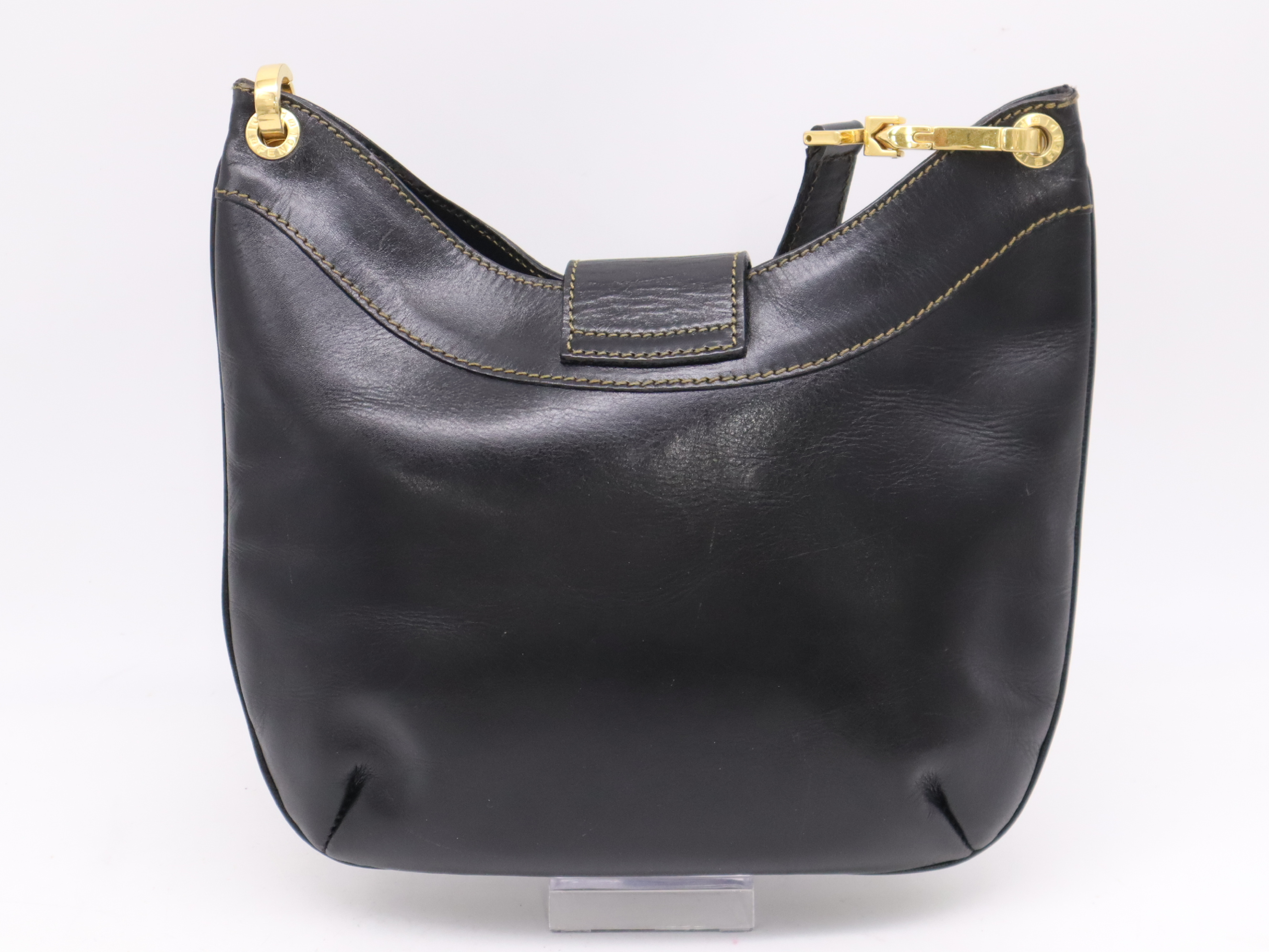 leather shoulder bag black GD metal fittings shoulder bag — view 2