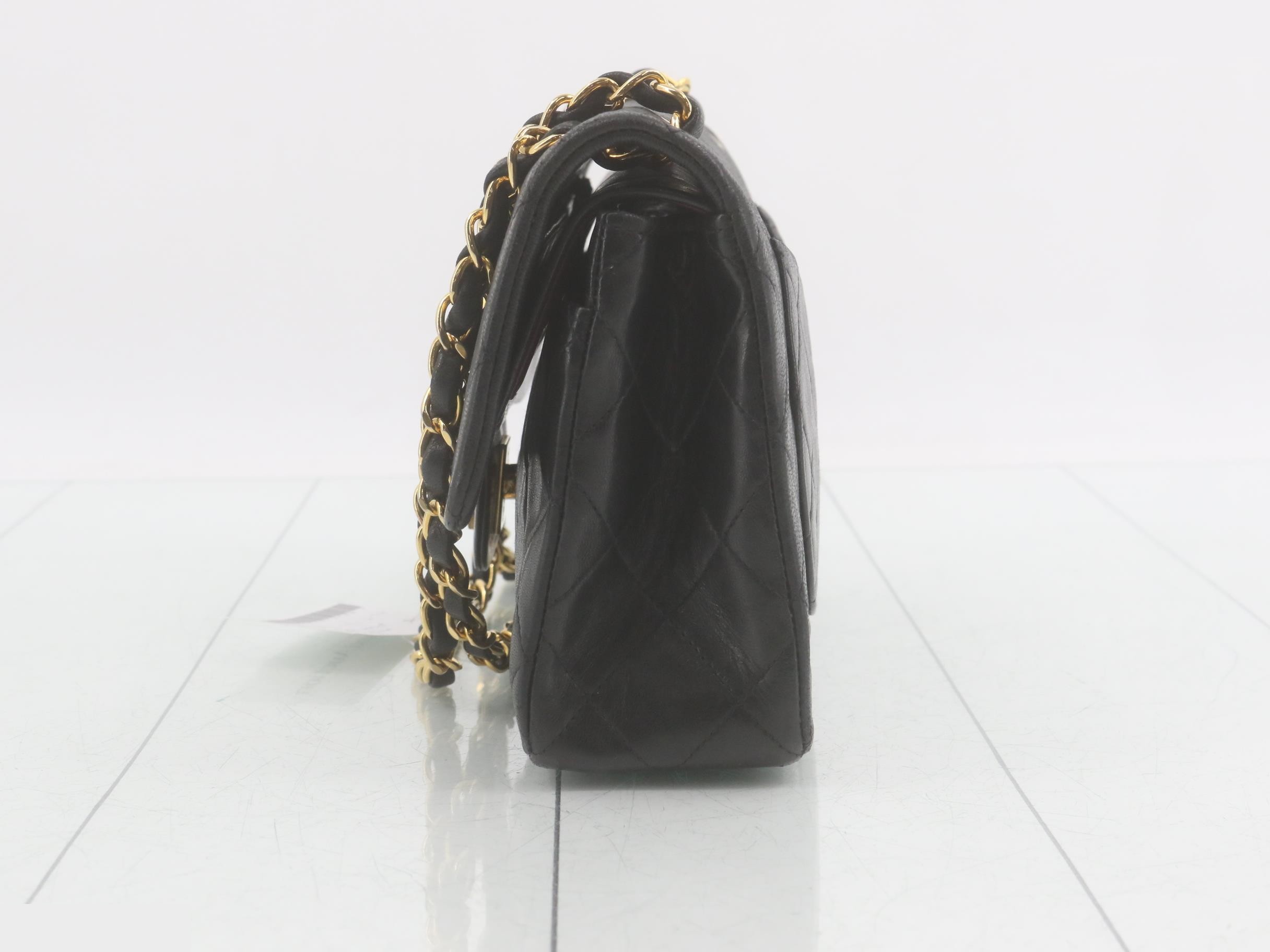 Matelassé 23 Double Chain Shoulder Bag, Double Flap, Lambskin, Black, Series 5, W23cm — view 3