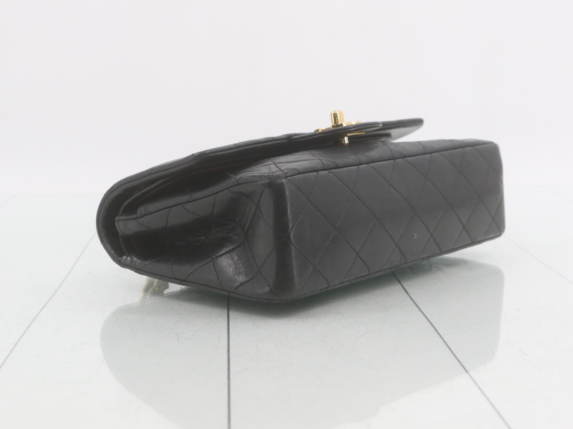 Matelassé 23 Double Chain Shoulder Bag, Double Flap, Lambskin, Black, Series 5, W23cm — view 5