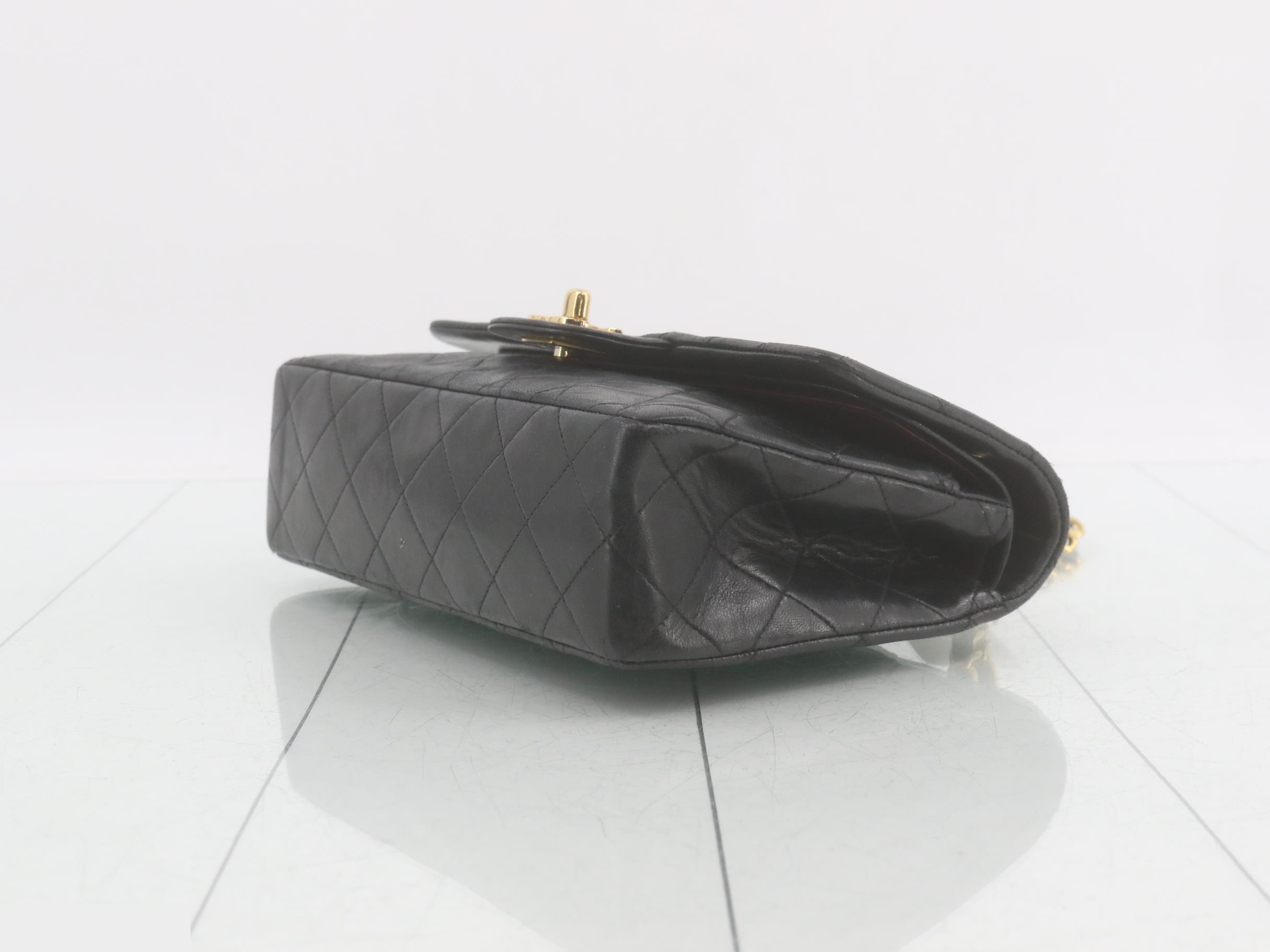 Matelassé 23 Double Chain Shoulder Bag, Double Flap, Lambskin, Black, Series 5, W23cm — view 6
