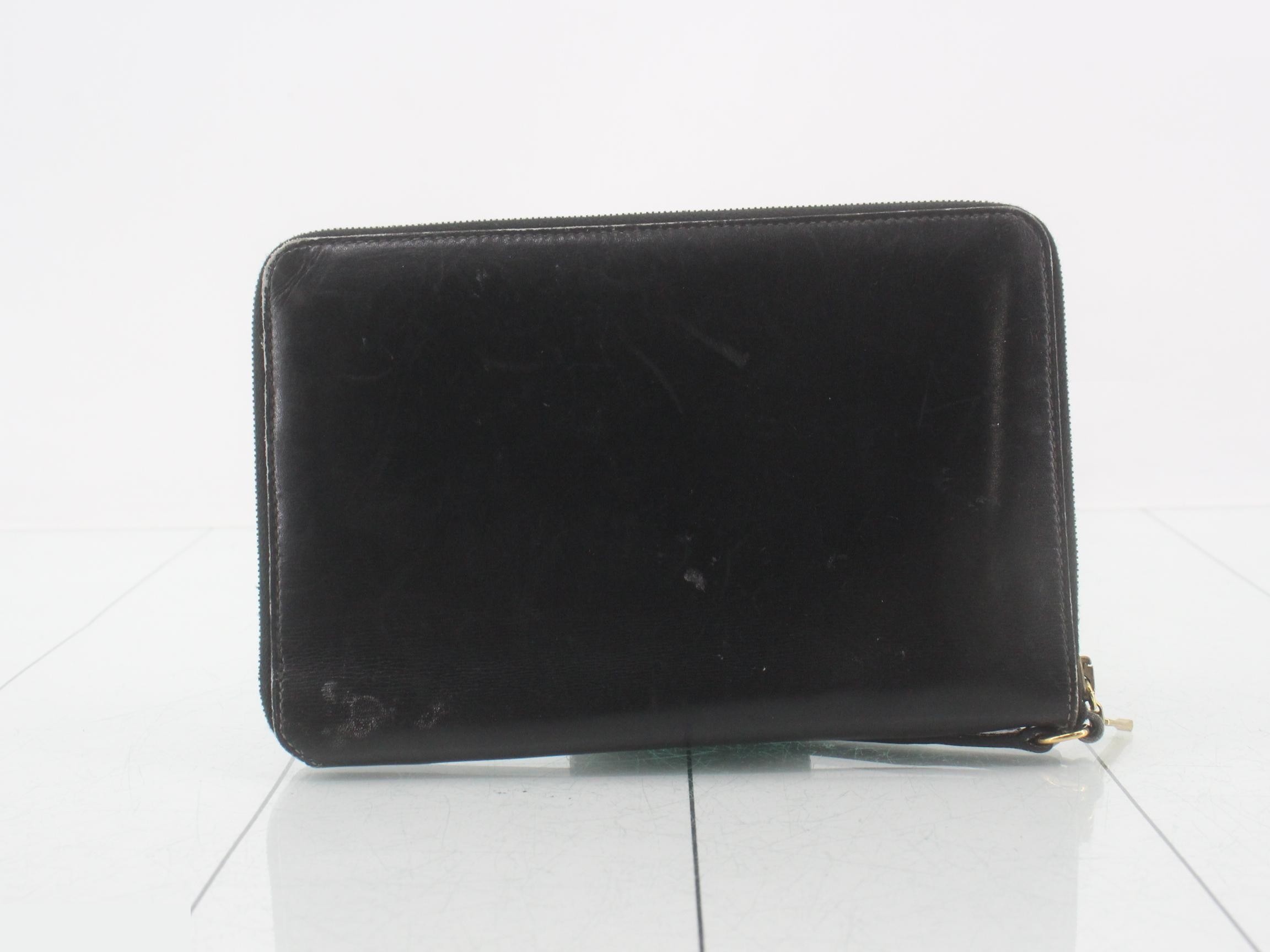 Charlie Leather Travel Case, Y Stamp, Black — view 2