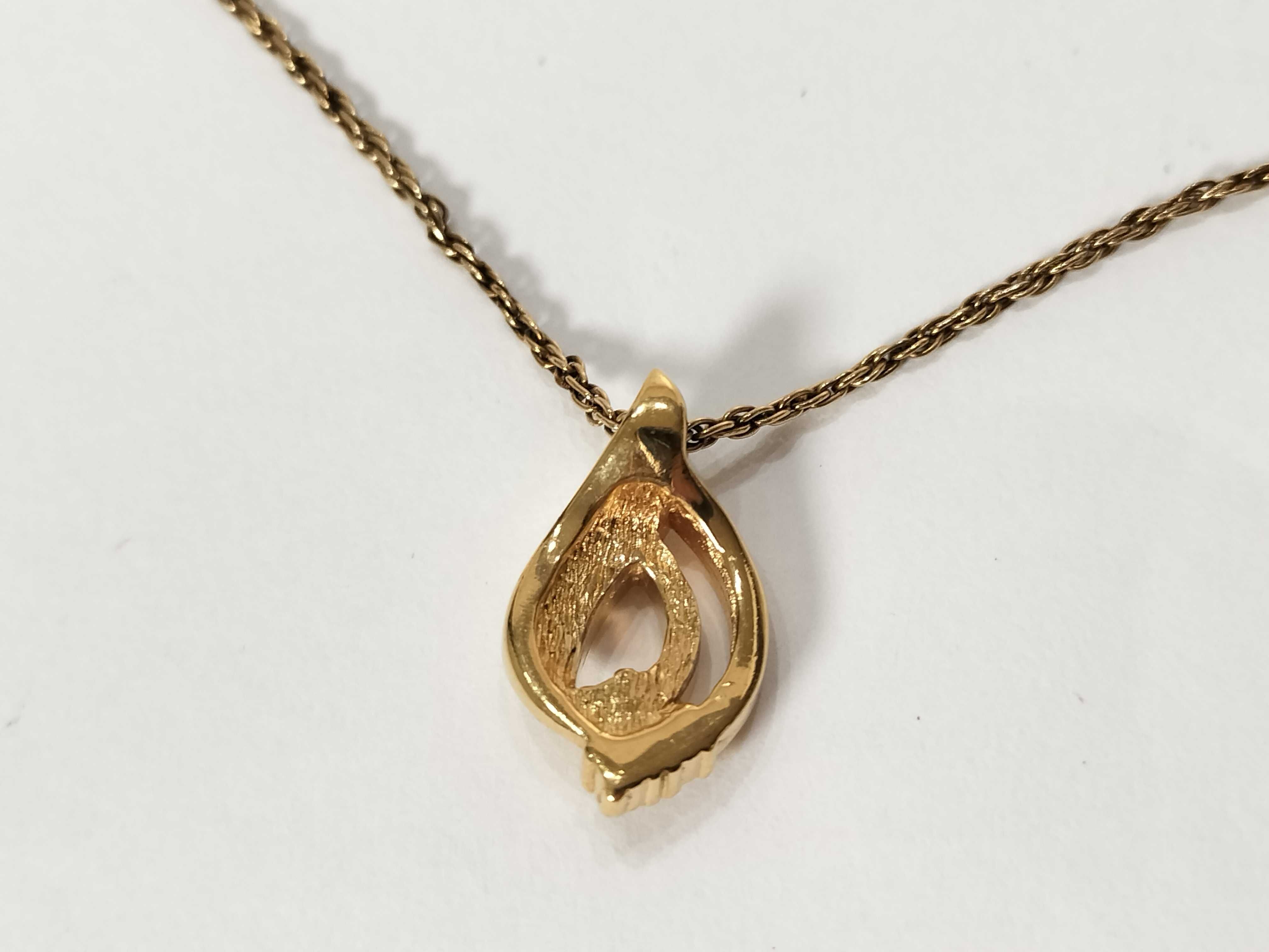 Rhinestone Gold Tone Pendant Necklace — view 2