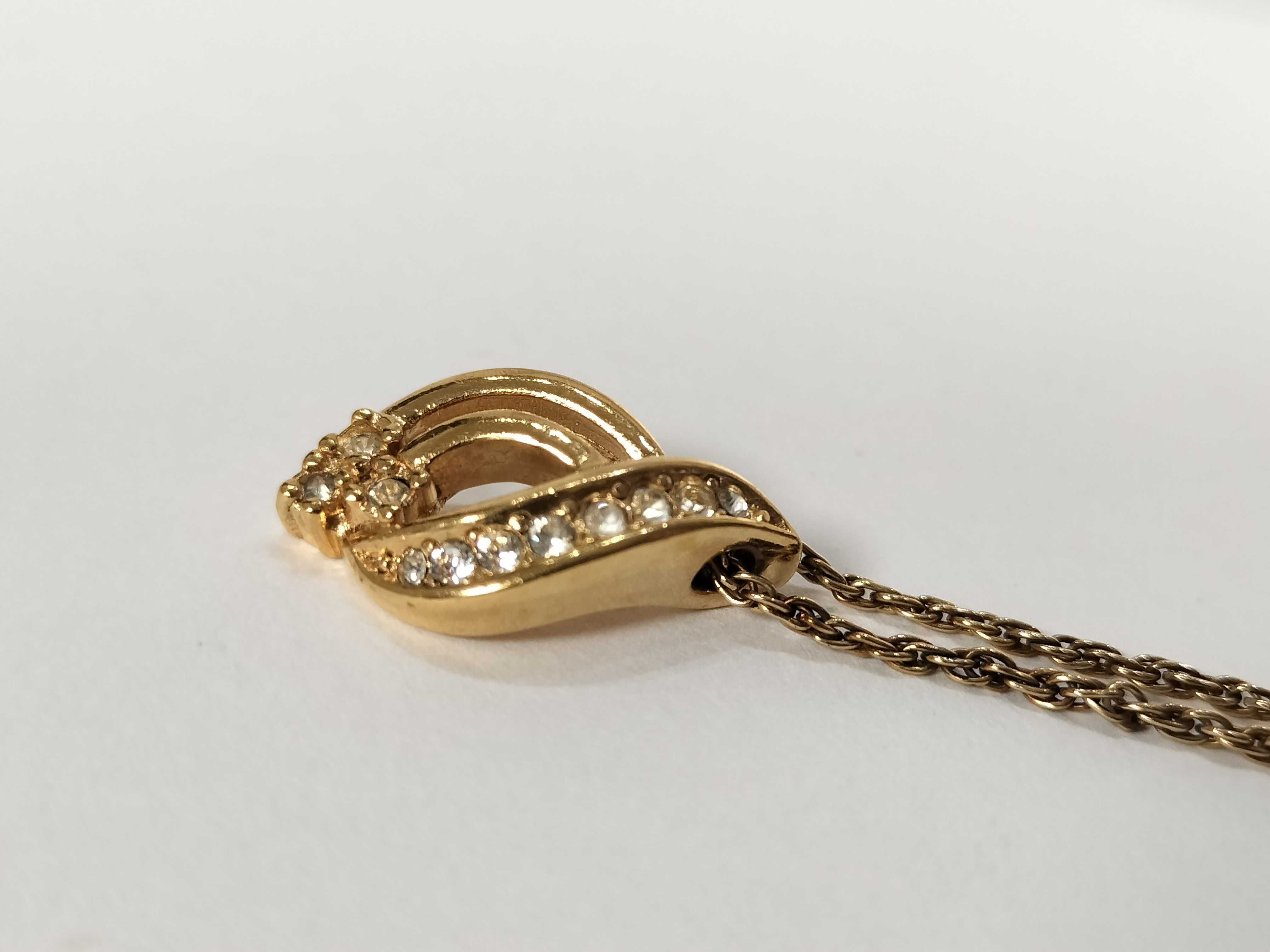 Rhinestone Gold Tone Pendant Necklace — view 3