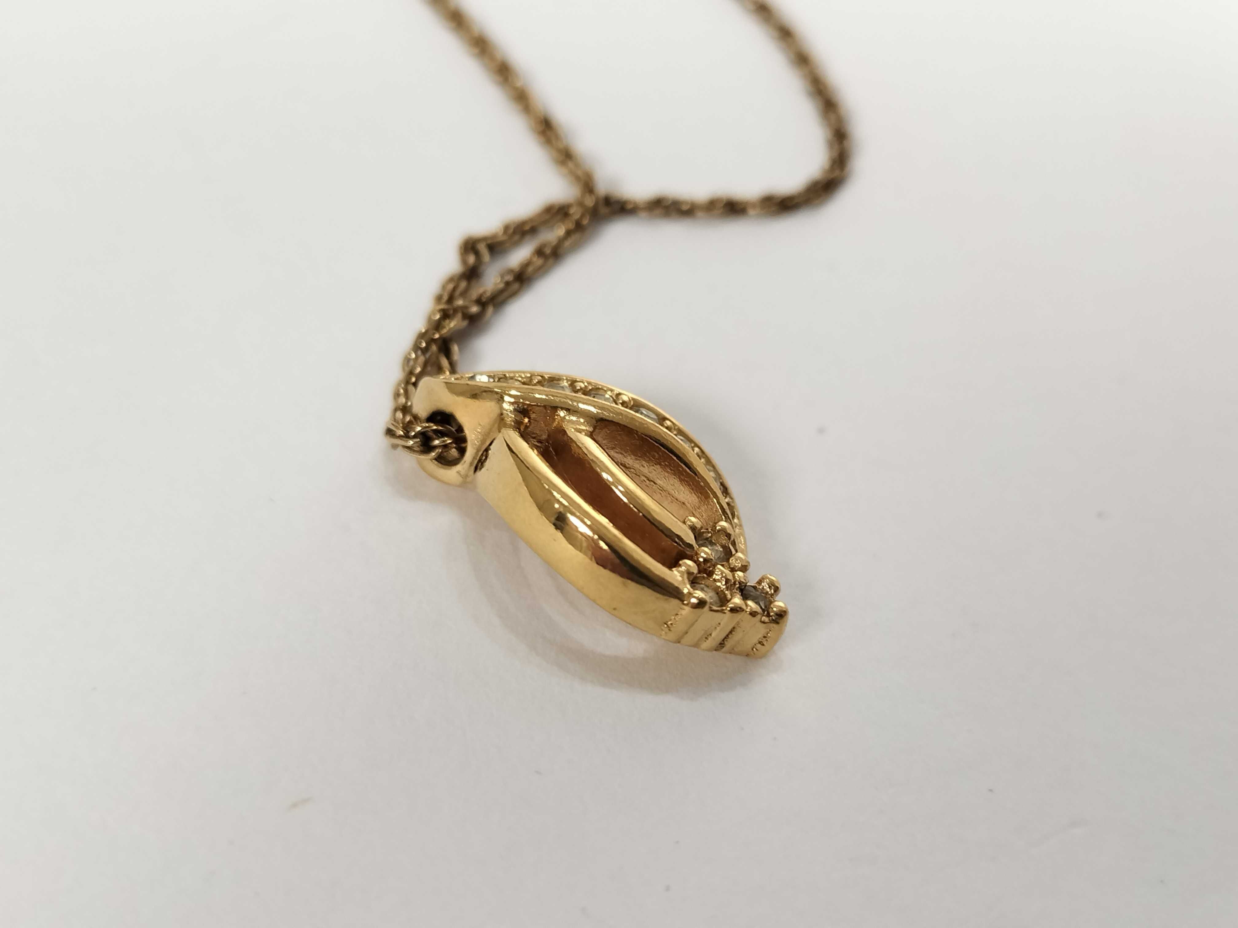 Rhinestone Gold Tone Pendant Necklace — view 7