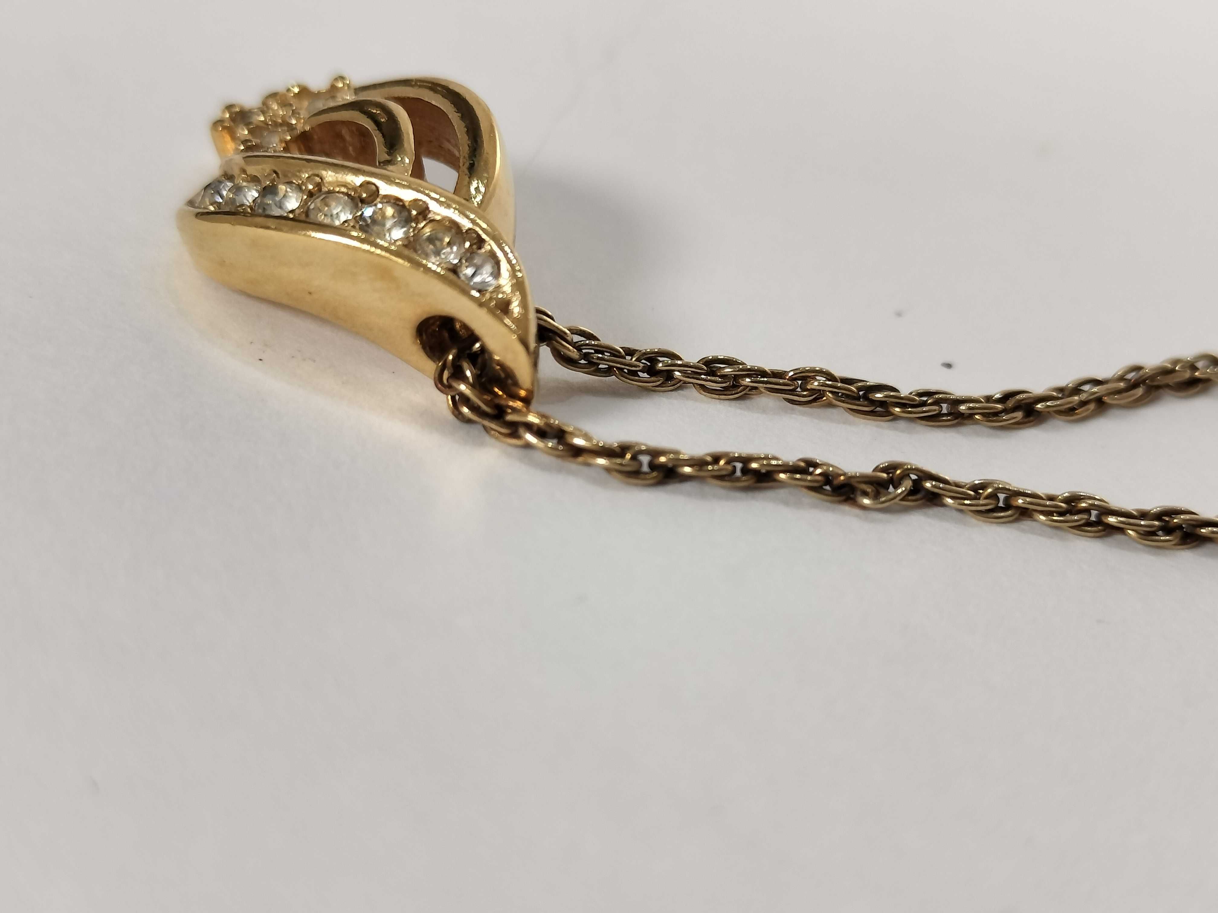 Rhinestone Gold Tone Pendant Necklace — view 9