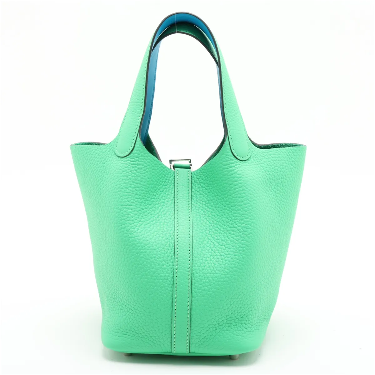 Hermès Picotin Lock 18 PM Eclat Taurillon Clemence Vert Comice x Blue Frida Silver Hardware K: 2025 — view 2