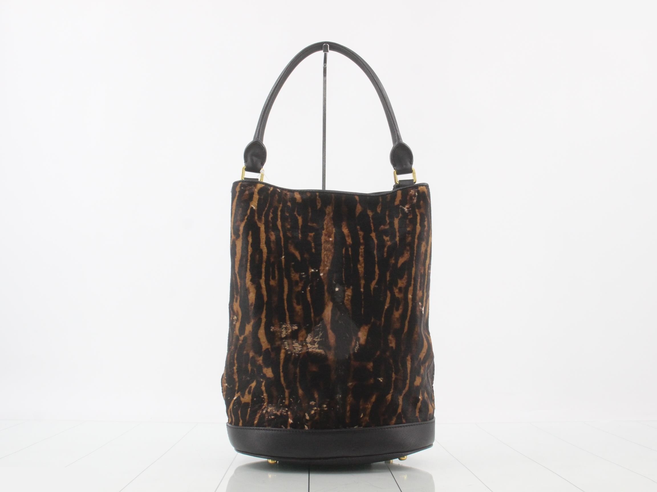 Calfskin leather leopard print tote bag with pouch — view 2