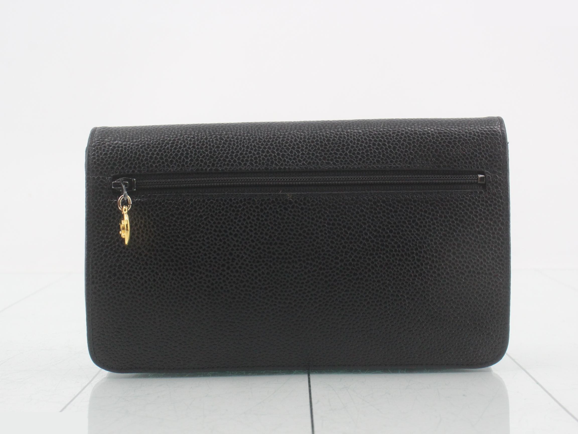 Long wallet, black, caviar leather — view 2