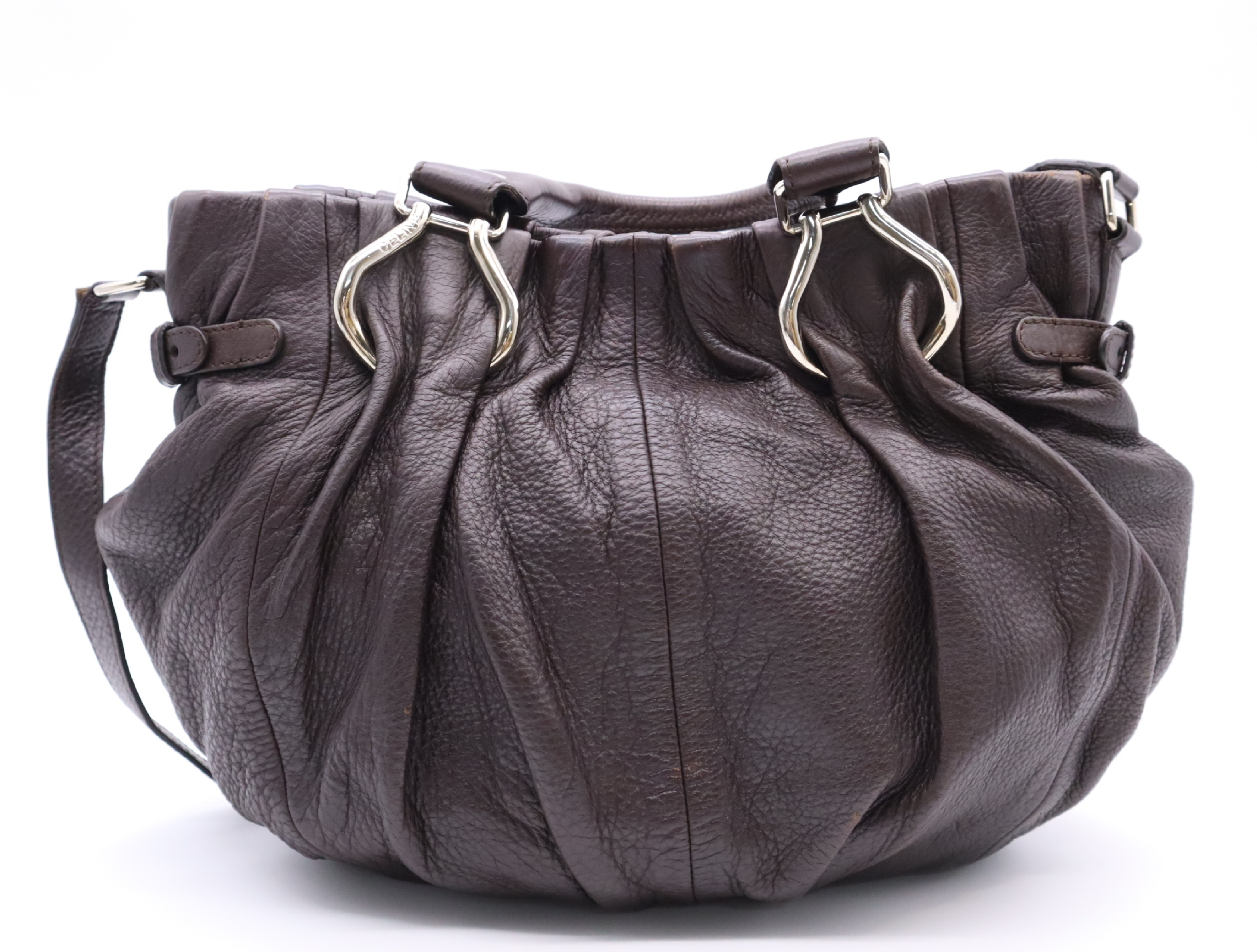 Leather Pillow Small Handbag, Dark Brown, Silver Hardware, Includes Shoulder Strap, Dust Bag, and Charm. — view 2