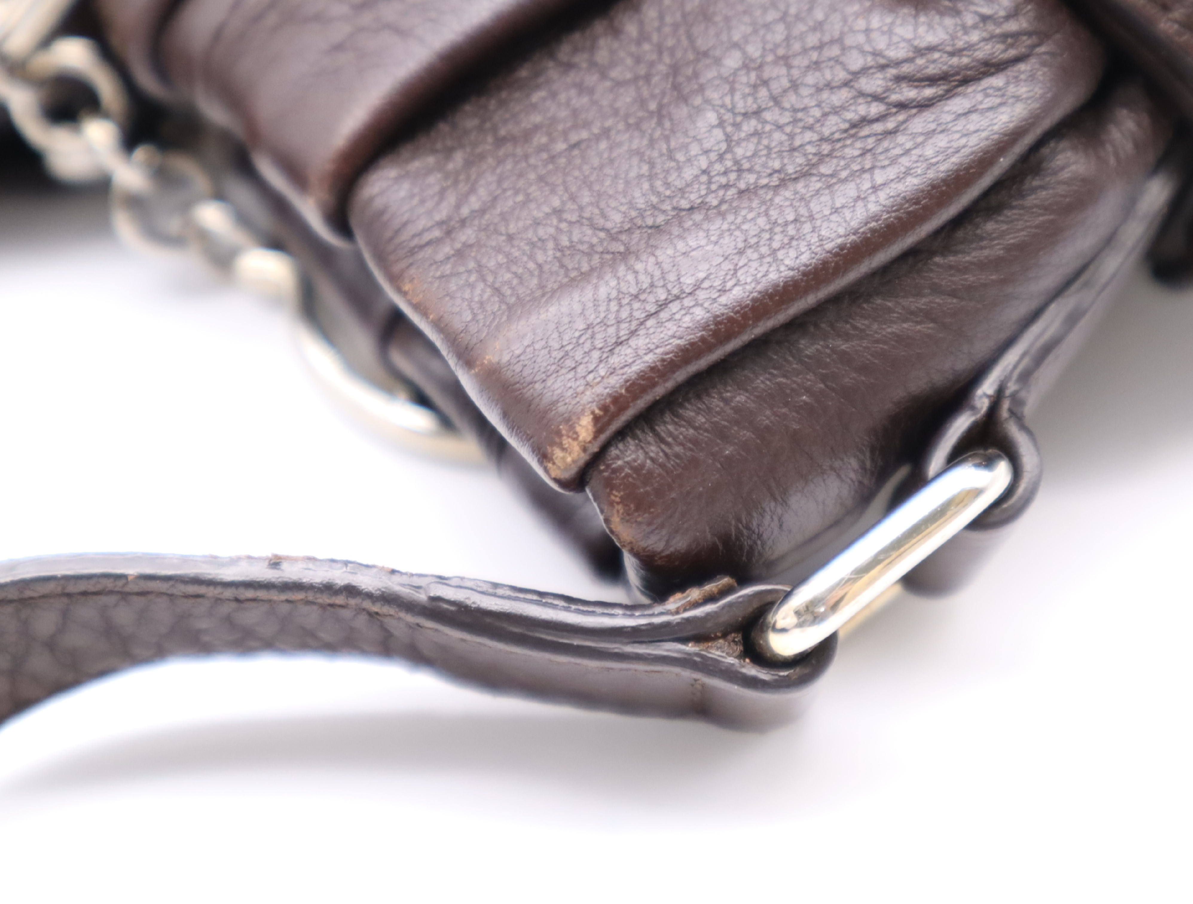 Leather Pillow Small Handbag, Dark Brown, Silver Hardware, Includes Shoulder Strap, Dust Bag, and Charm. — view 11