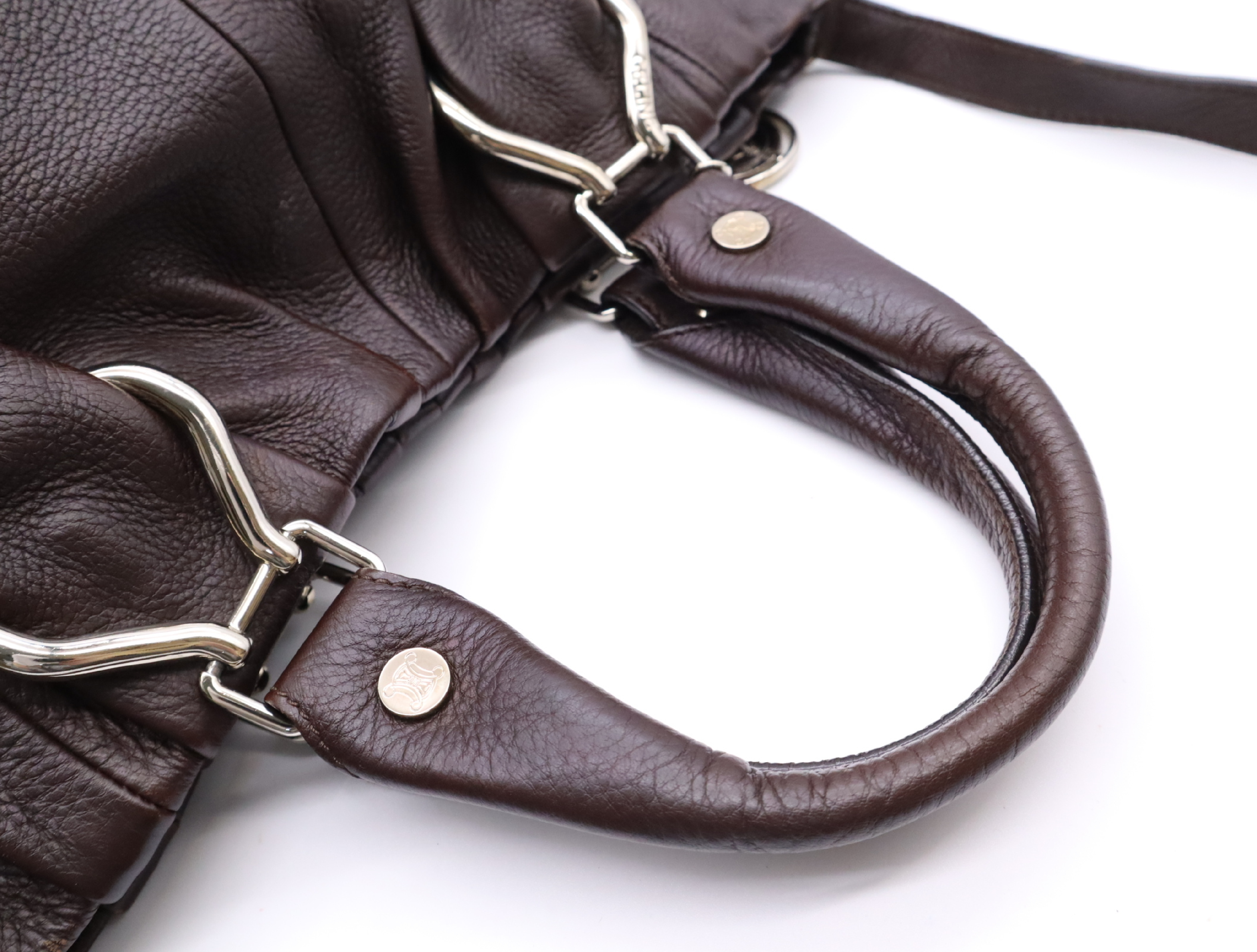 Leather Pillow Small Handbag, Dark Brown, Silver Hardware, Includes Shoulder Strap, Dust Bag, and Charm. — view 13