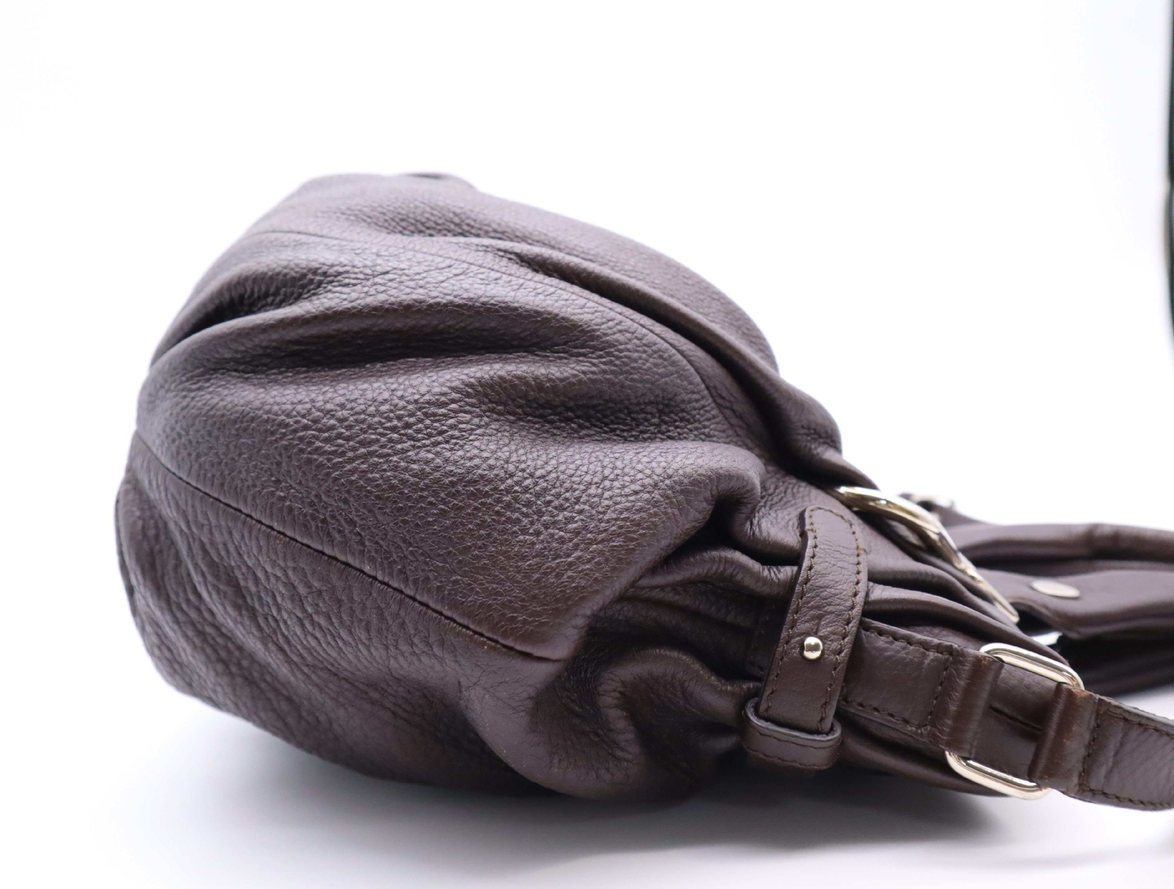 Leather Pillow Small Handbag, Dark Brown, Silver Hardware, Includes Shoulder Strap, Dust Bag, and Charm. — view 5