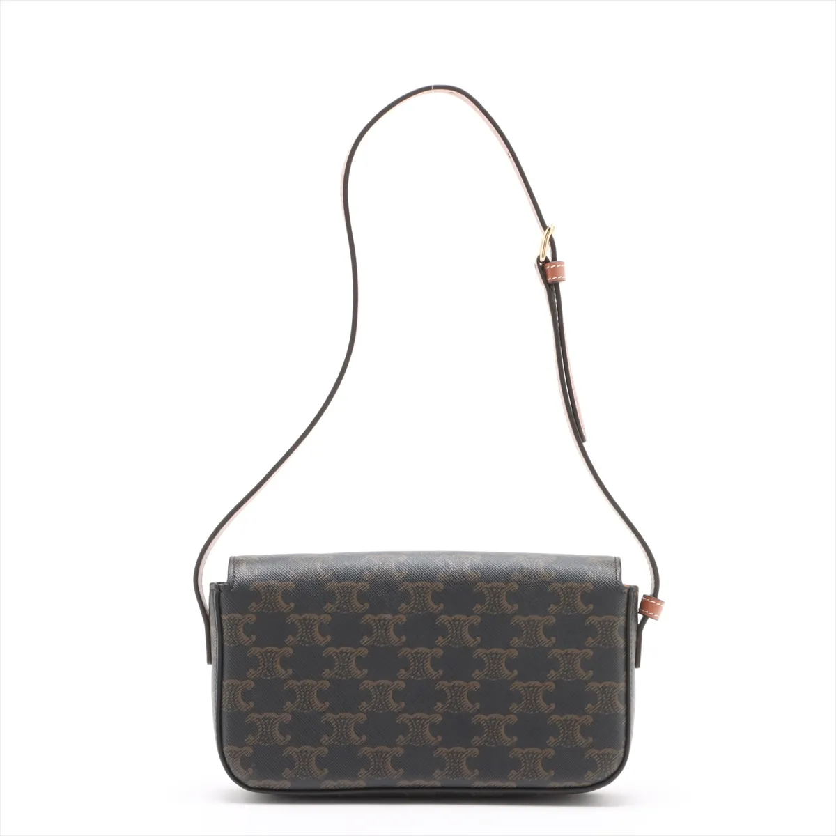 Triomphe Claude PVC x Leather Shoulder Bag Brown — view 2