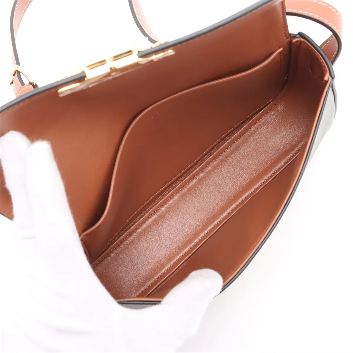 Triomphe Claude PVC x Leather Shoulder Bag Brown — view 6