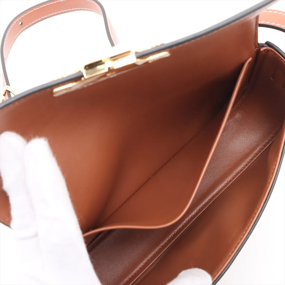 Triomphe Claude PVC x Leather Shoulder Bag Brown — view 7