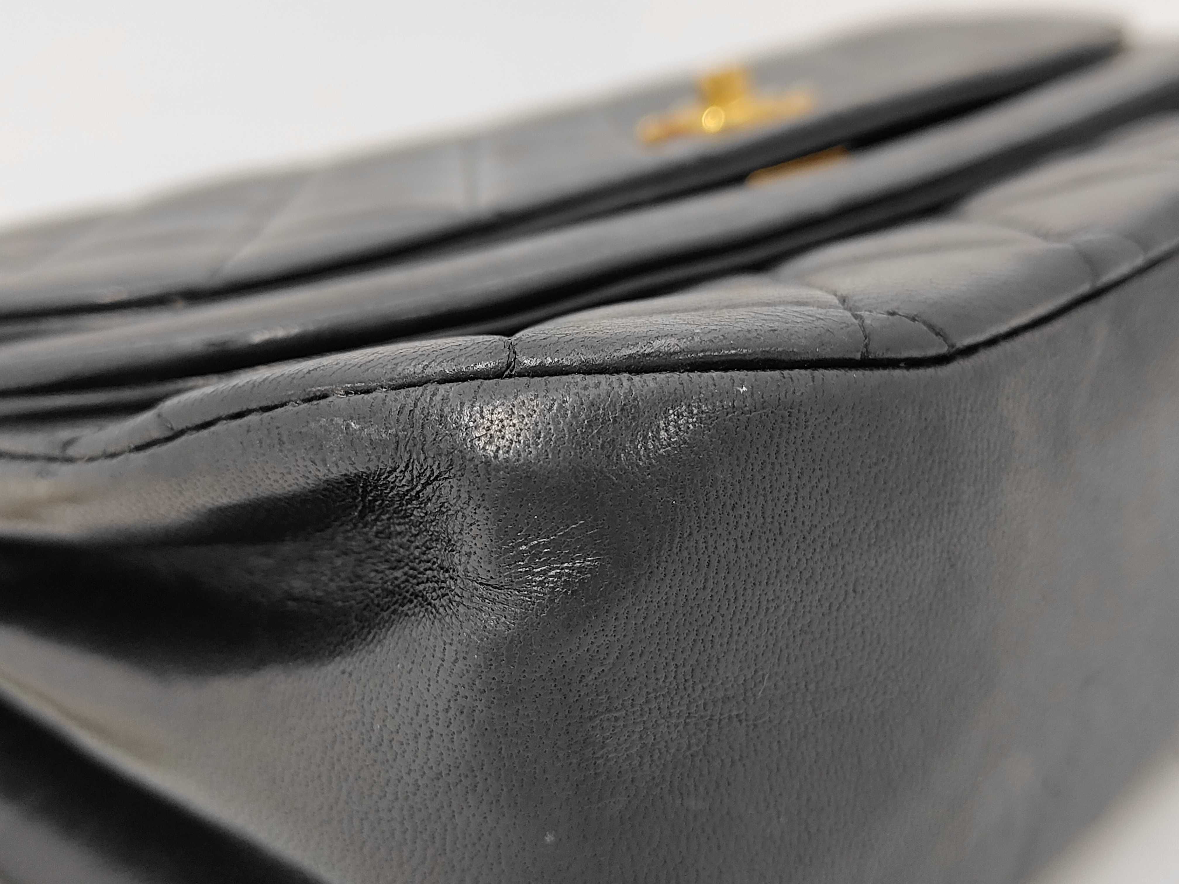 Double Flap Single Chain Shoulder Bag, Black, Gold Hardware — view 6