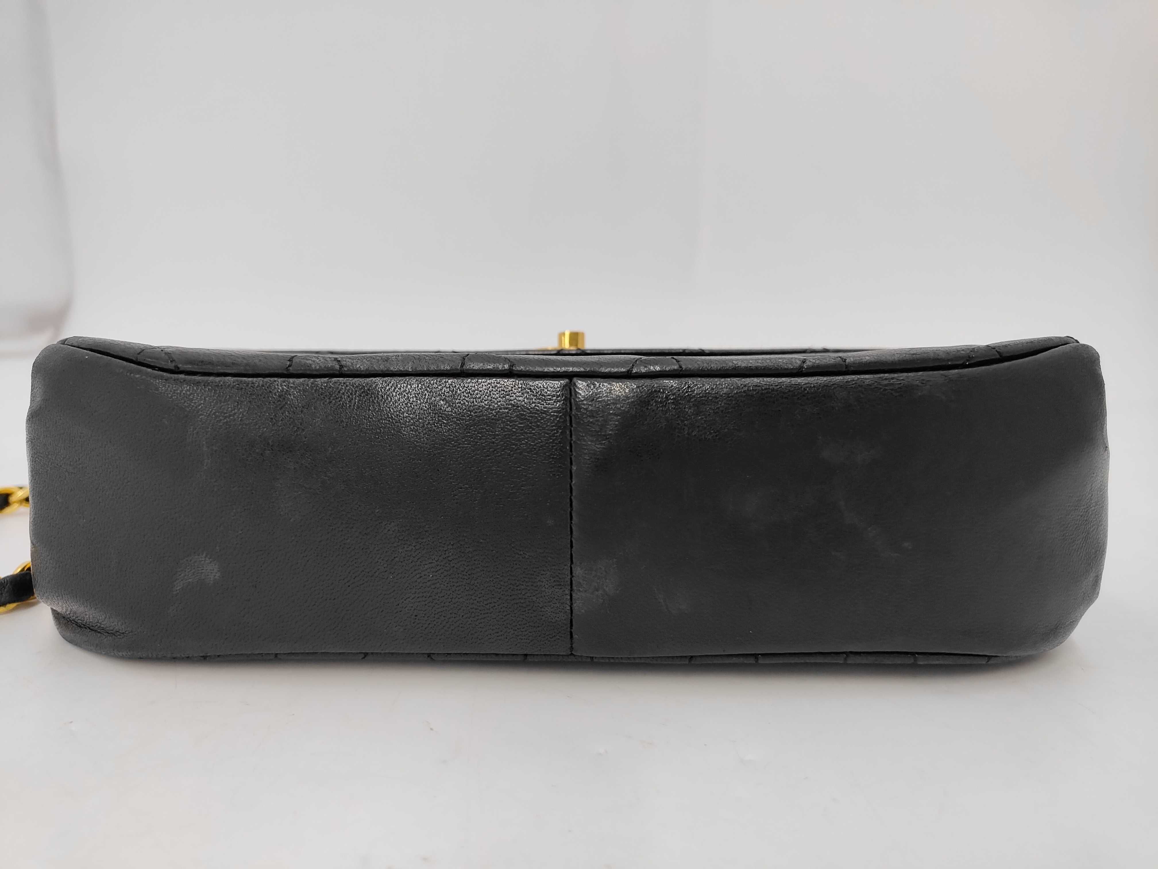 Double Flap Single Chain Shoulder Bag, Black, Gold Hardware — view 7