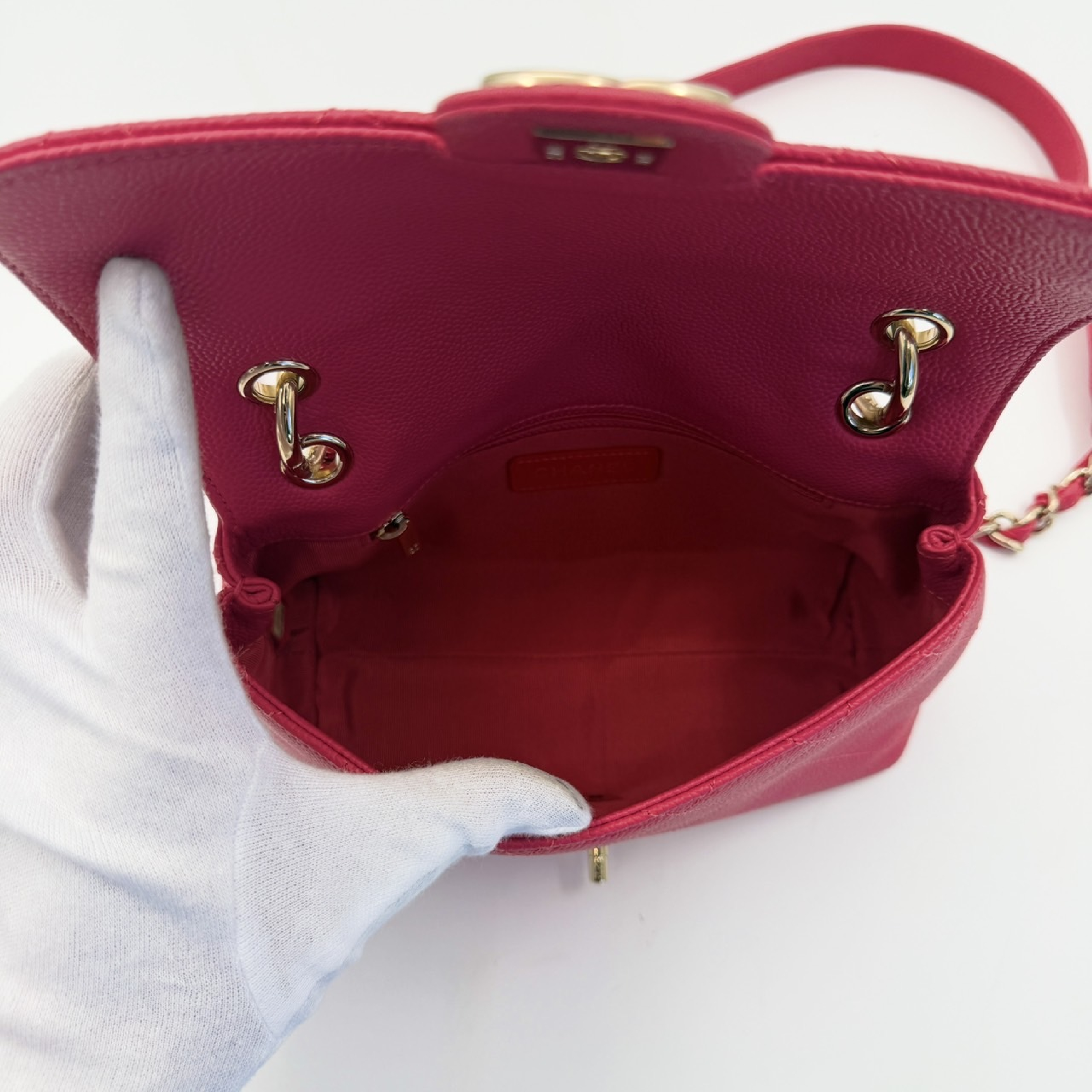 Mini Matelassé Caviar Skin Pink Shoulder Bag — view 6