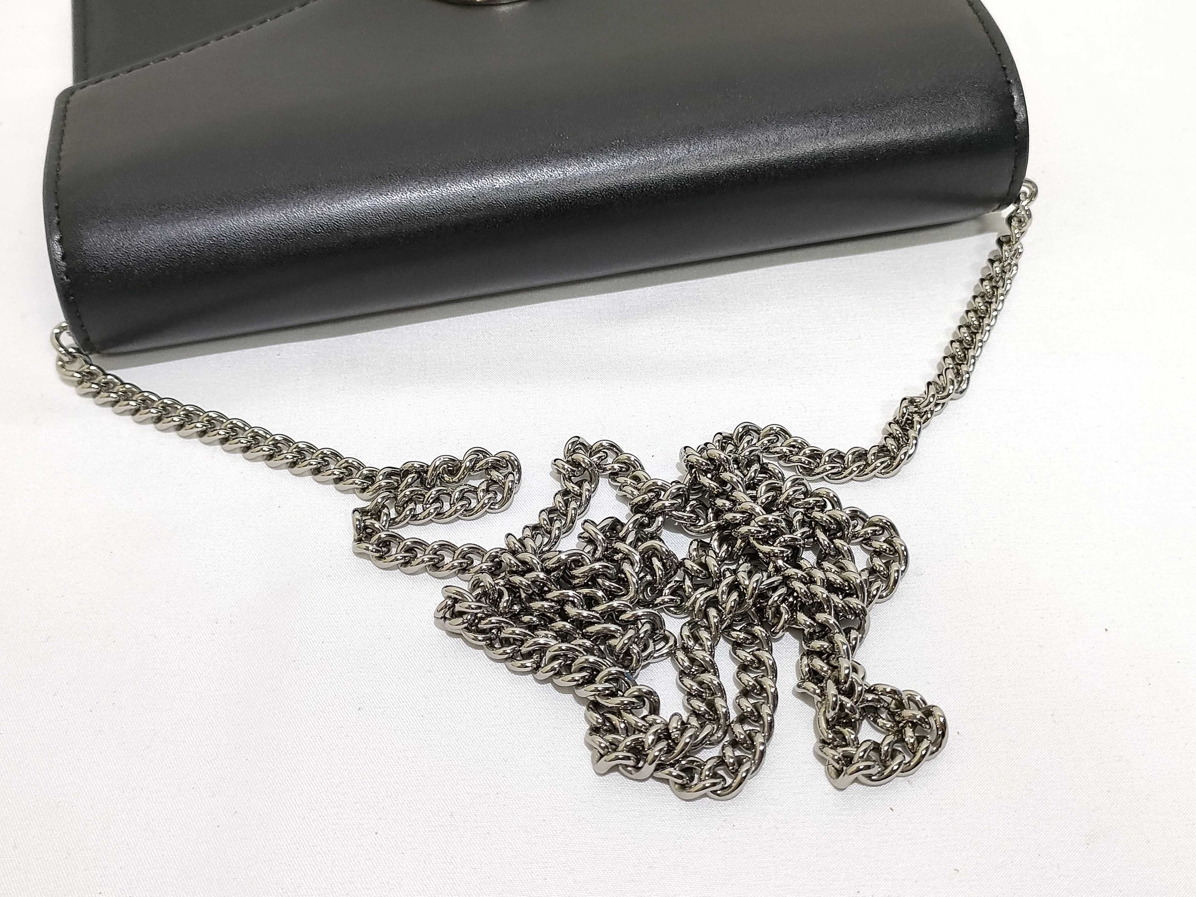 F is Fendi Leather Chain Shoulder Bag, Black, 8BS006 (Shoulder Bag) — view 3