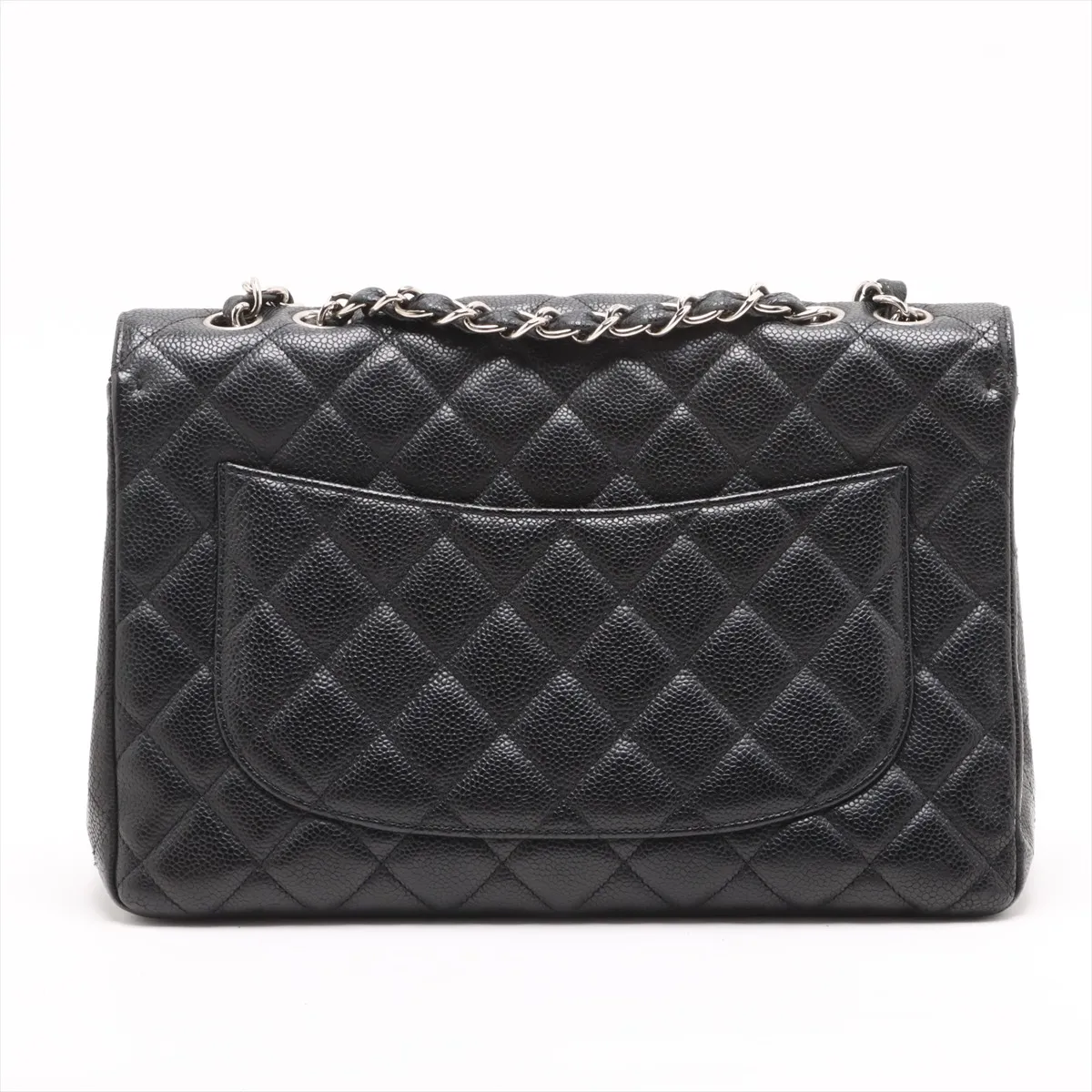 [Individually wrapped] Chanel Deca Matelasse 30 Large Caviar Skin Single Flap Double Chain Bag Black Silver Hardware 12460181 12th Series A58600 — view 2