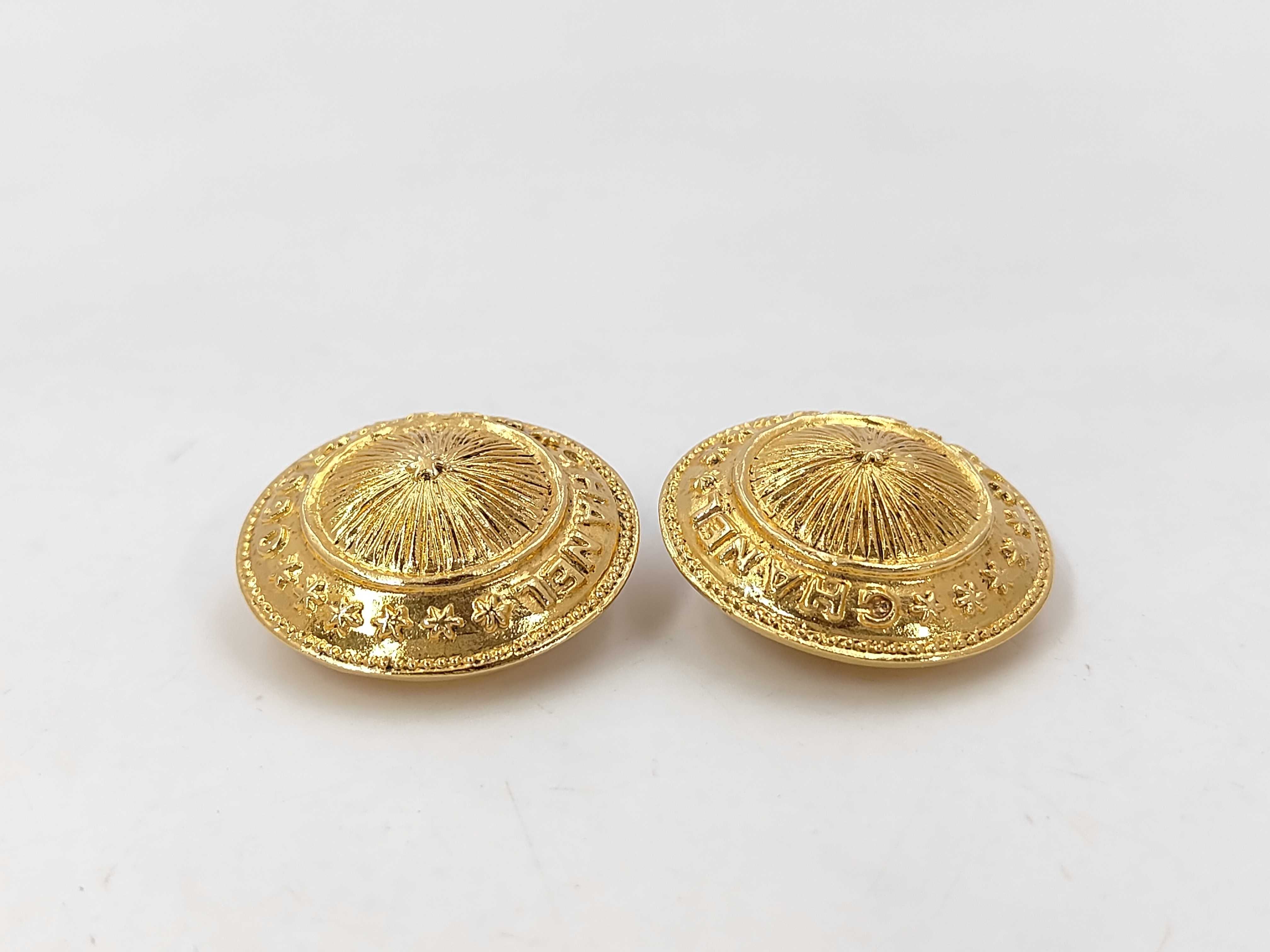 Gold Plated Vintage 1990 Logo Round Earrings — view 2