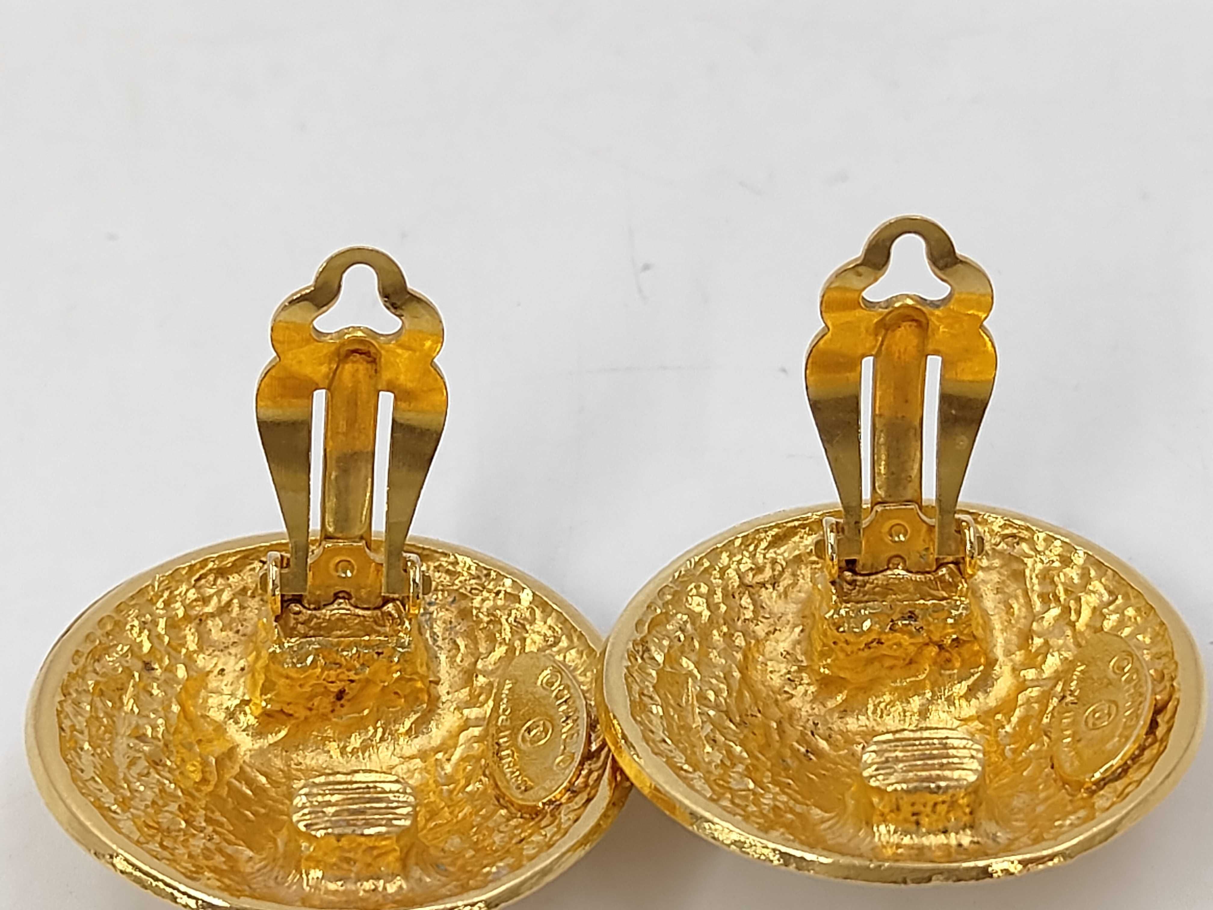 Gold Plated Vintage 1990 Logo Round Earrings — view 5