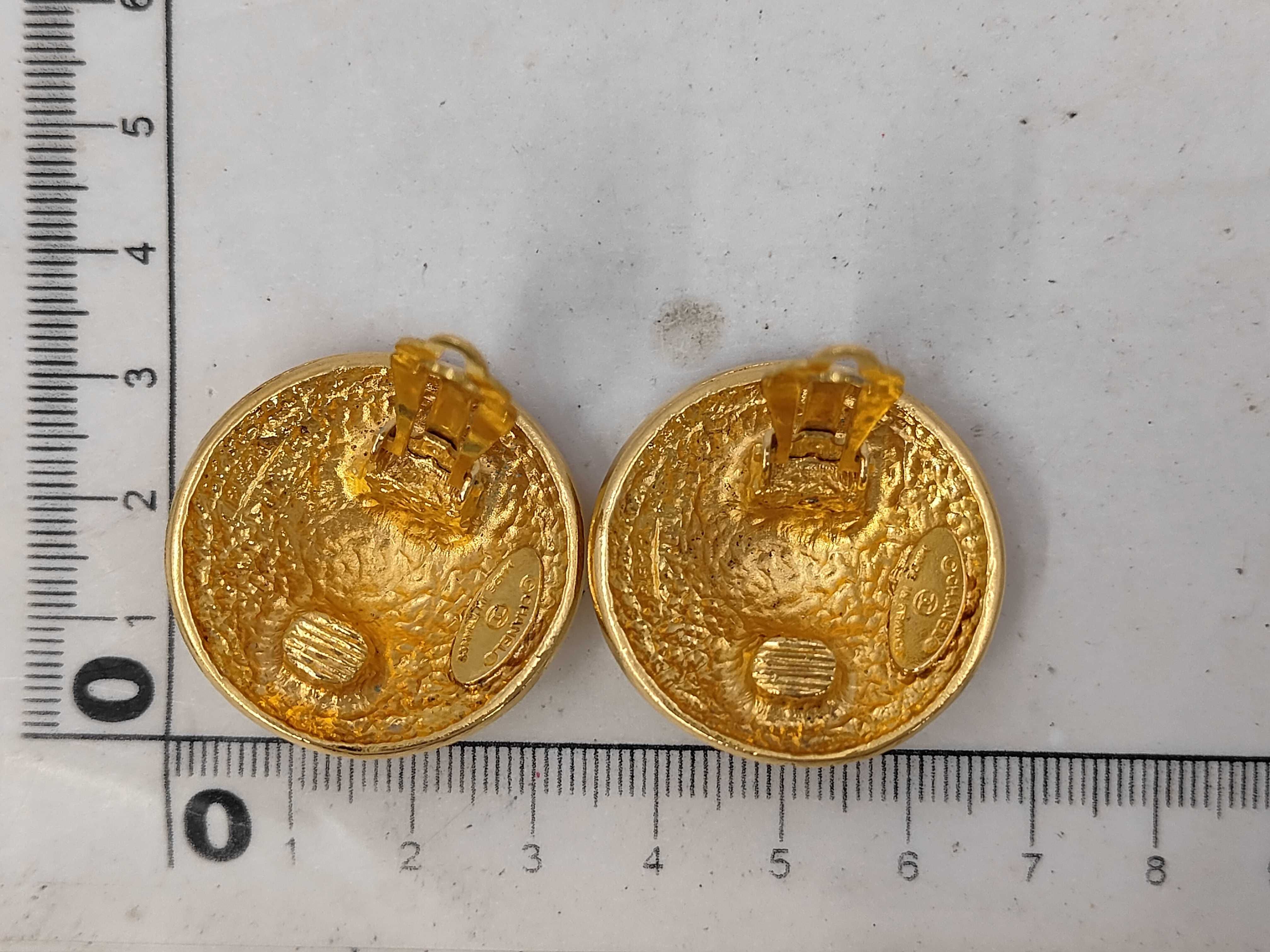 Gold Plated Vintage 1990 Logo Round Earrings — view 6