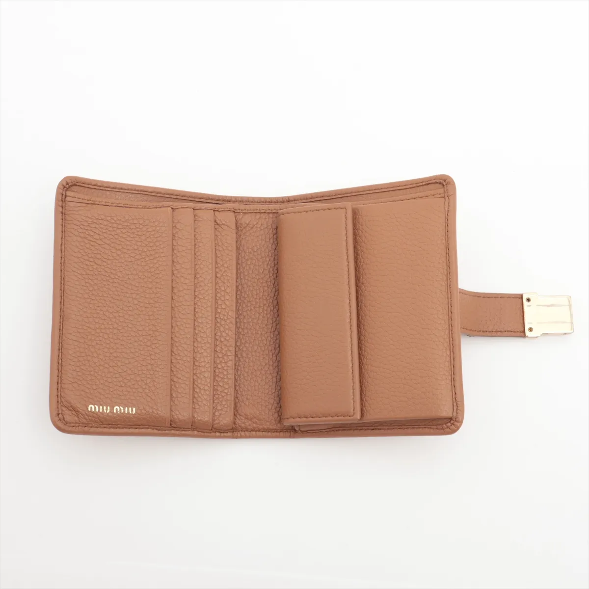 Logo 5MV204 Leather Compact Wallet Brown — view 3