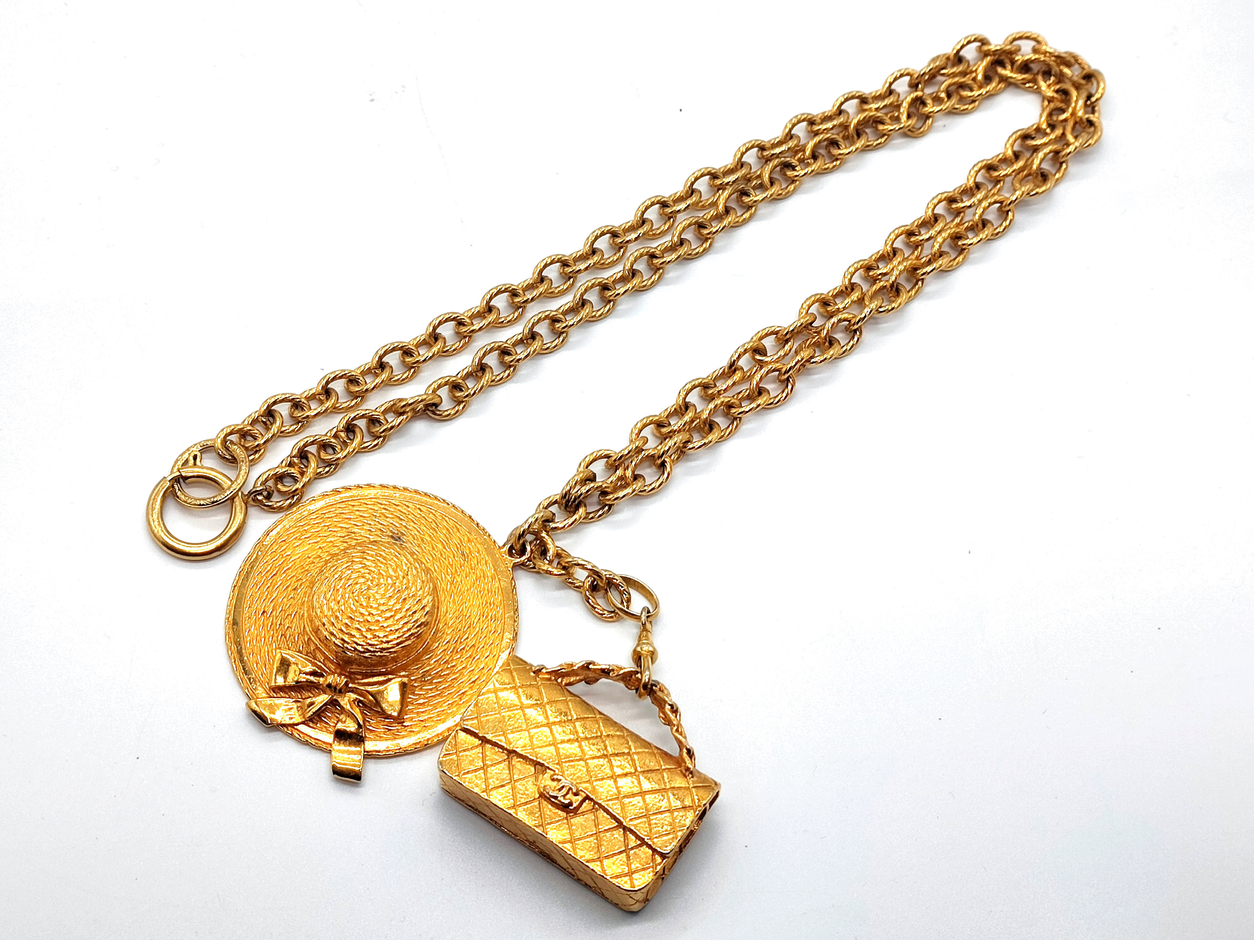 Coco Mark Matelassé Bag, Straw Hat, Double Top Necklace, Necklace — view 4