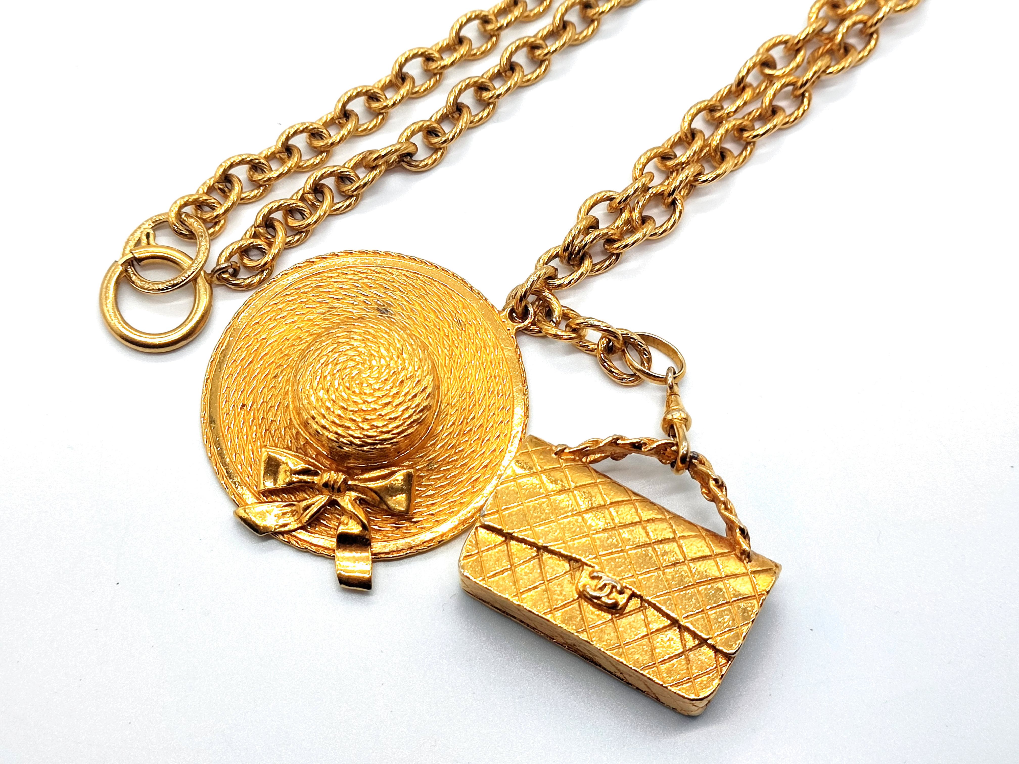 Coco Mark Matelassé Bag, Straw Hat, Double Top Necklace, Necklace — view 5