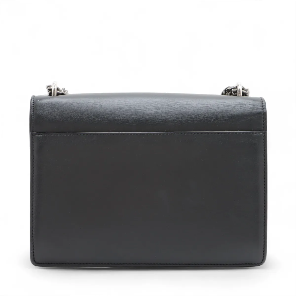 Leather Chain Shoulder Bag Black 470426 — view 2
