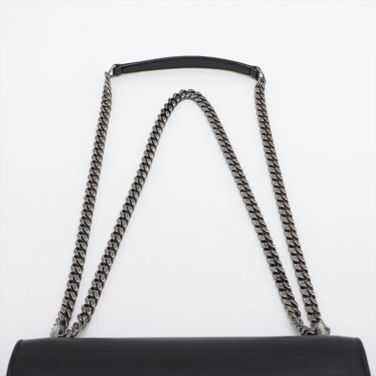Leather Chain Shoulder Bag Black 470426 — view 6