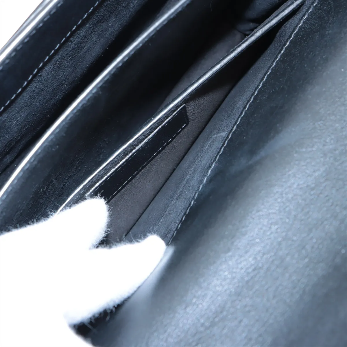 Leather Chain Shoulder Bag Black 470426 — view 10