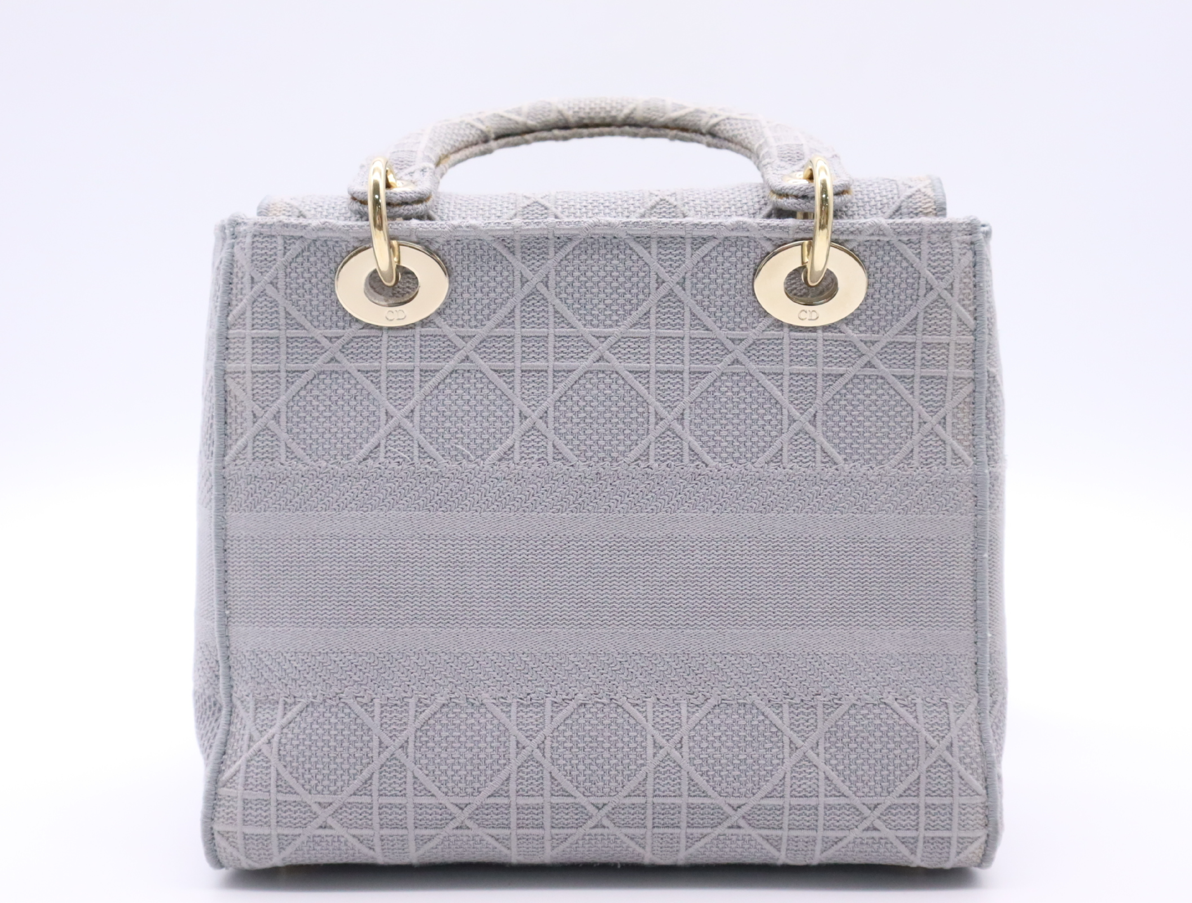 Canvas D-Lite Medium Grey Handbag with Gold Hardware and Shoulder Strap — view 2