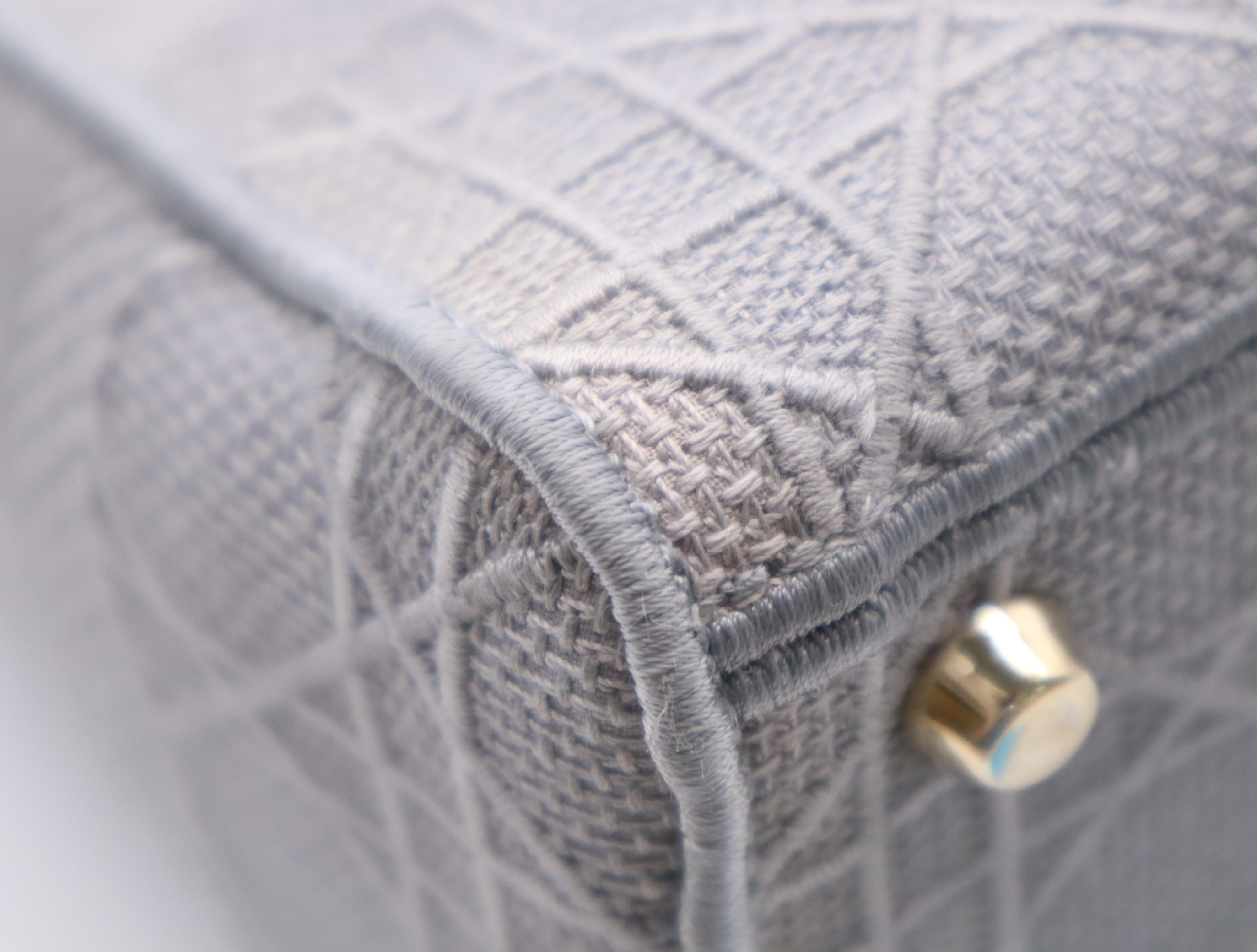Canvas D-Lite Medium Grey Handbag with Gold Hardware and Shoulder Strap — view 6