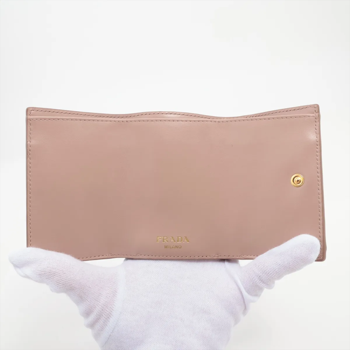 Vitello Move Triangle Logo Leather Compact Wallet Pink — view 5