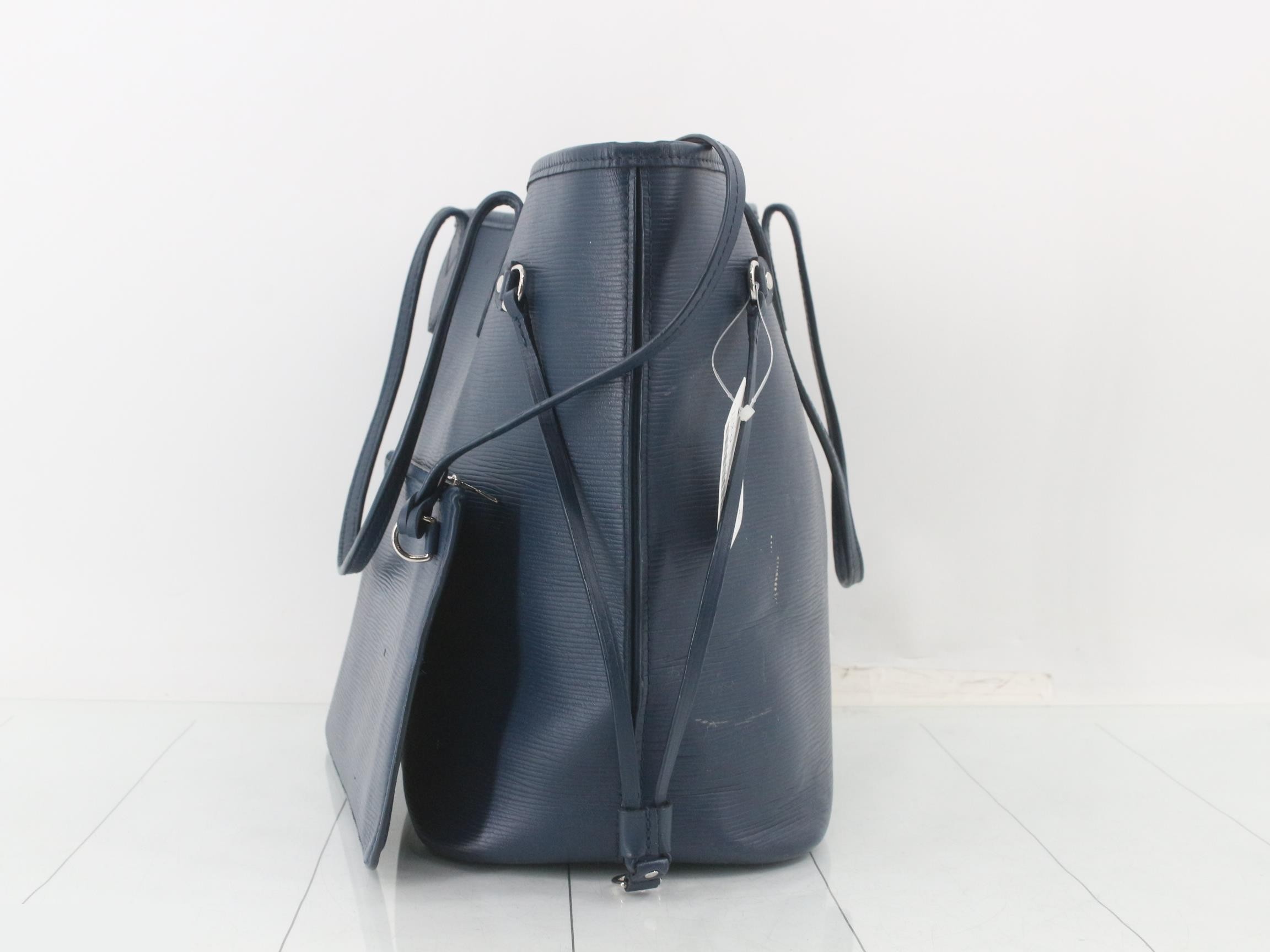 Epi Neverfull MM Indigo Blue Tote Bag with Pouch — view 4