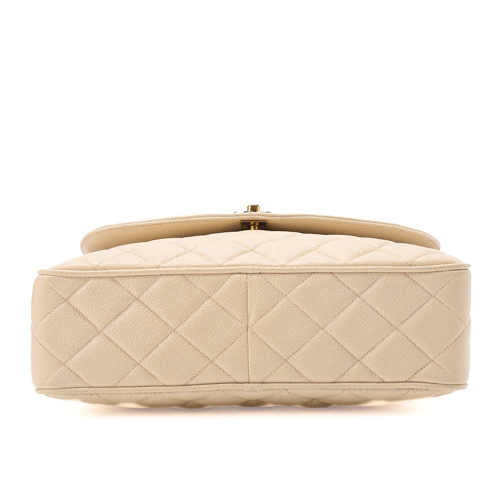 Trasse Caviar Skin Chain Shoulder Bag with Rhinestones, Beige — view 5
