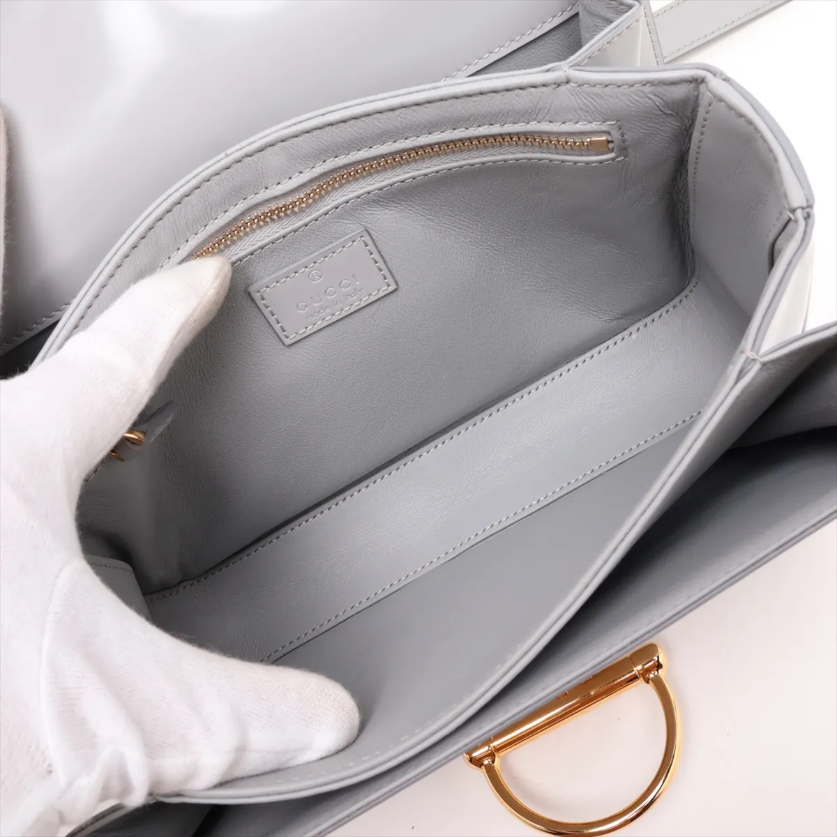 Siena Patent Leather Shoulder Bag, Gray, 846705 — view 7