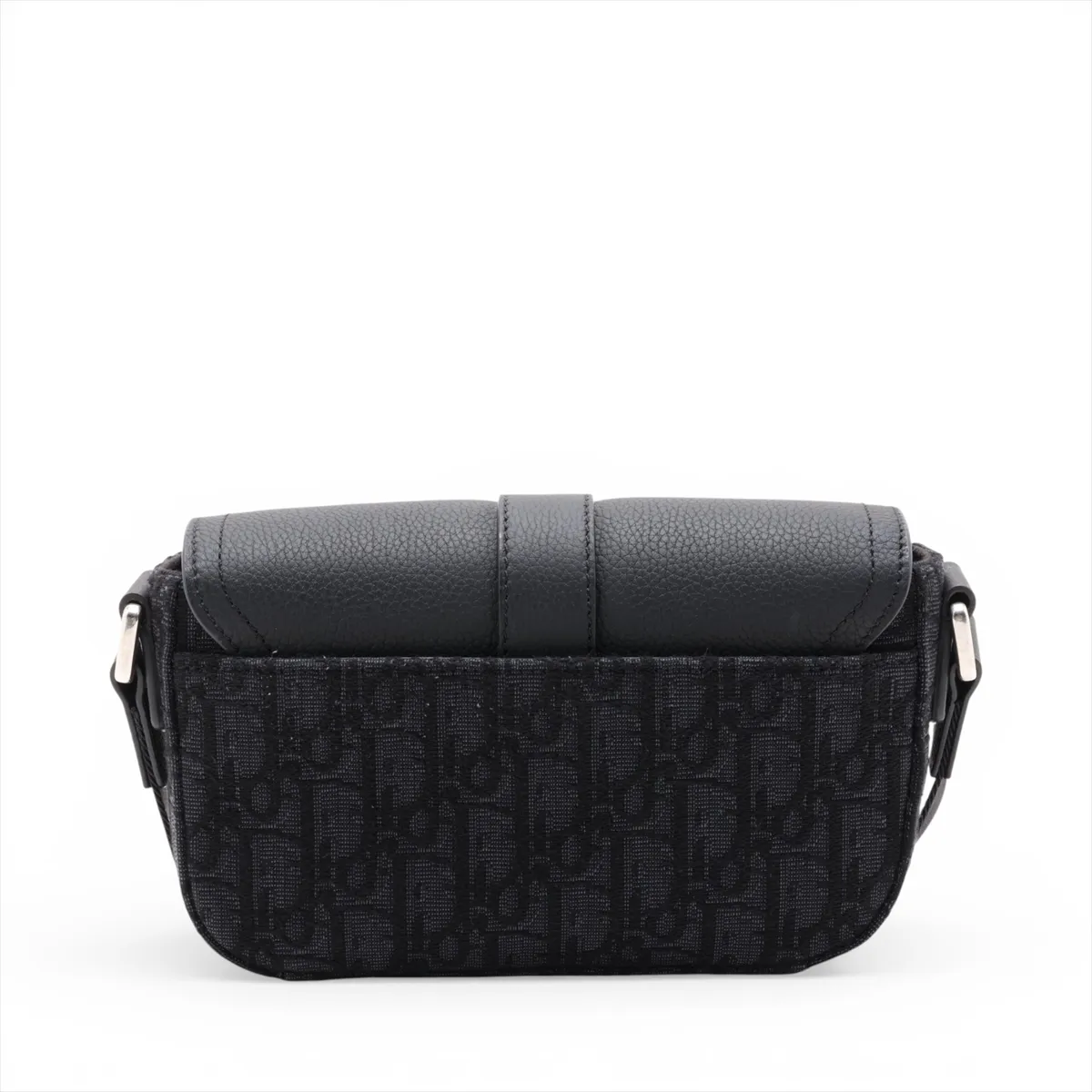 Oblique Saddle Messenger Mini Canvas x Leather Shoulder Bag, Black — view 2