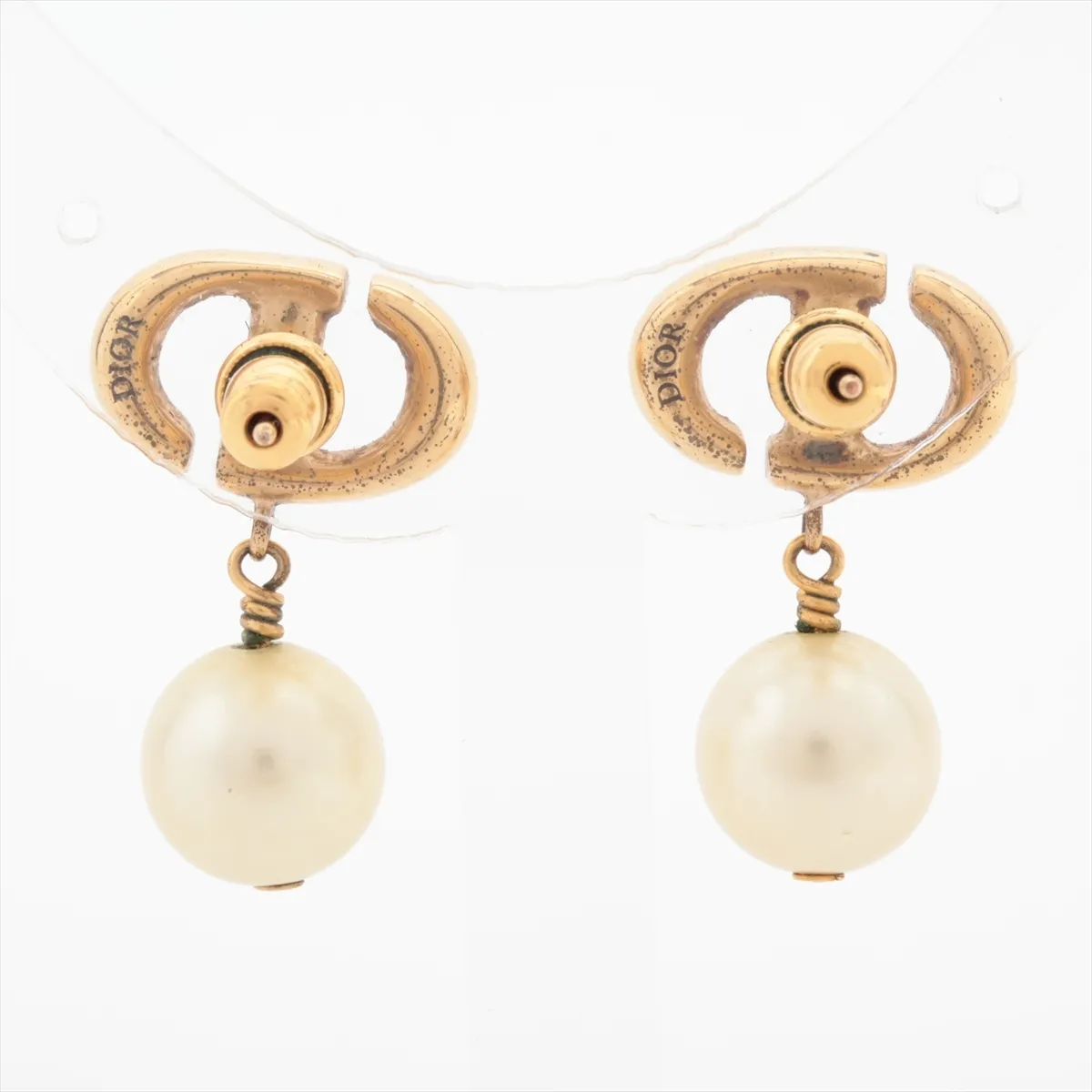 Petit CD Earrings (for both ears) GP x Fake Pearl Gold — view 2